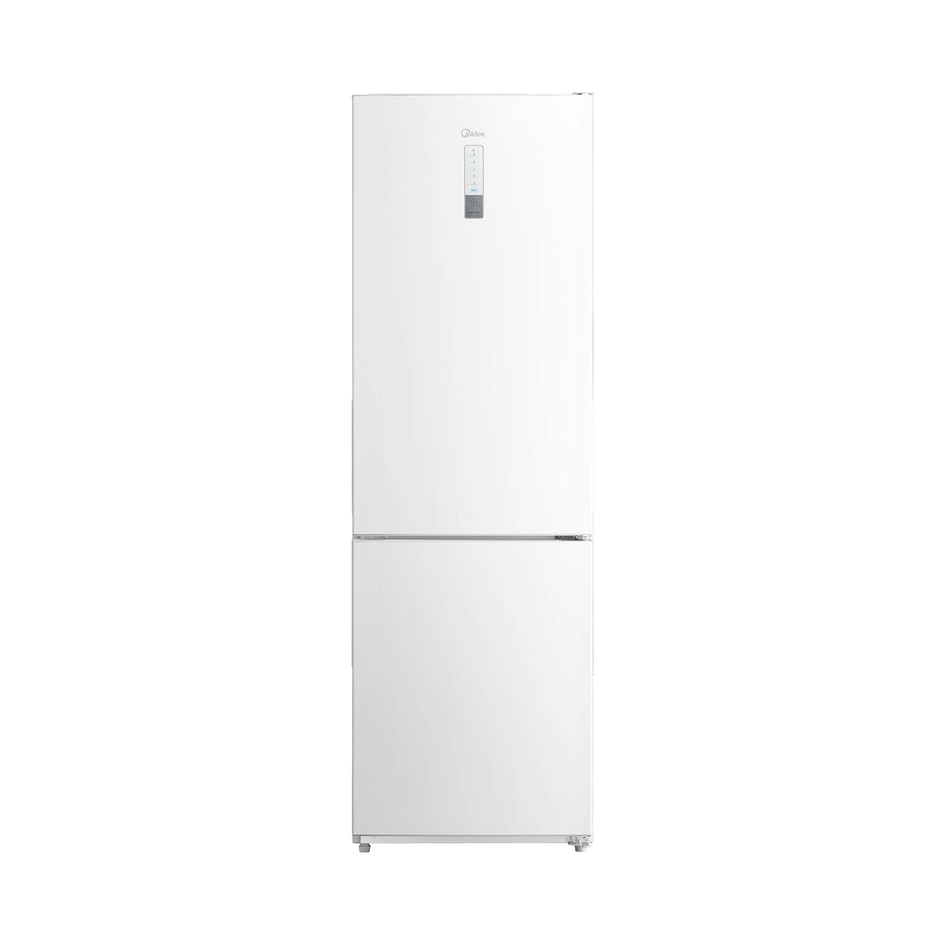 Frigorífico combi Midea MDRB424FGD01OE blanco, vista frontal sobre fondo blanco.