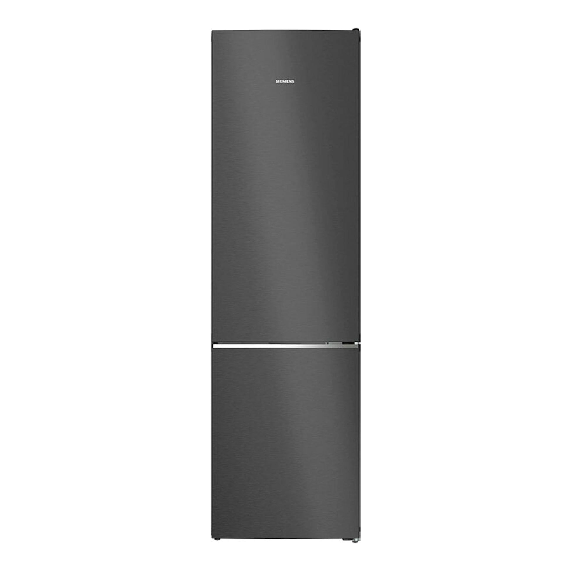 Frigorífico combi Siemens KG39N4X1F en acero negro, vista frontal, dos puertas.