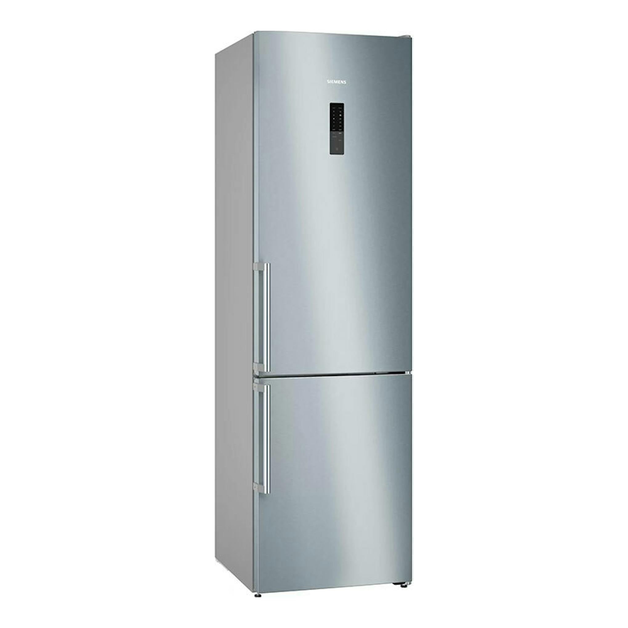 Frigorífico combi Siemens KG39NAIBT inox, vista frontal en ángulo izquierdo.