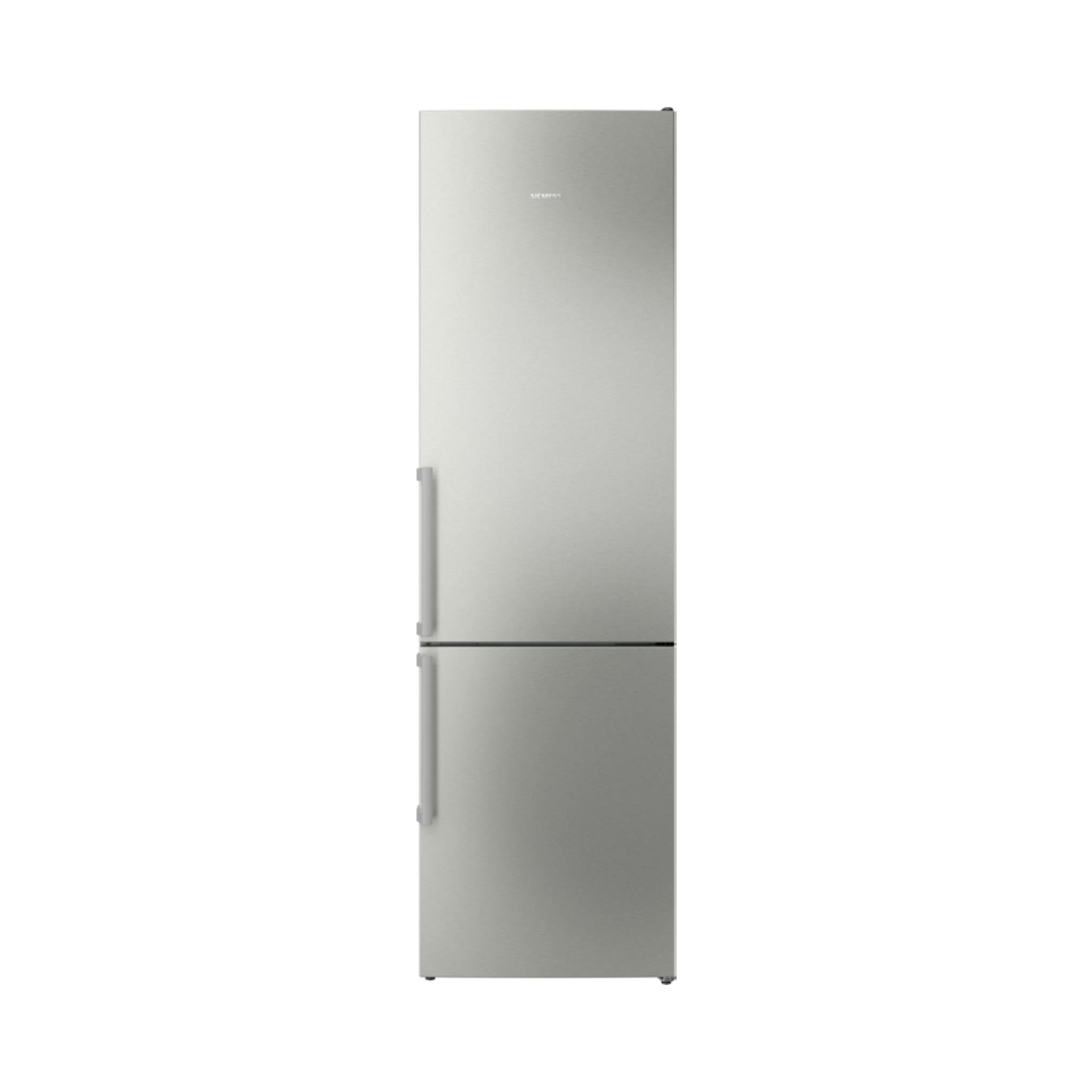Frigorífico combi Siemens KG39NVICV inox, vista frontal sobre fondo blanco