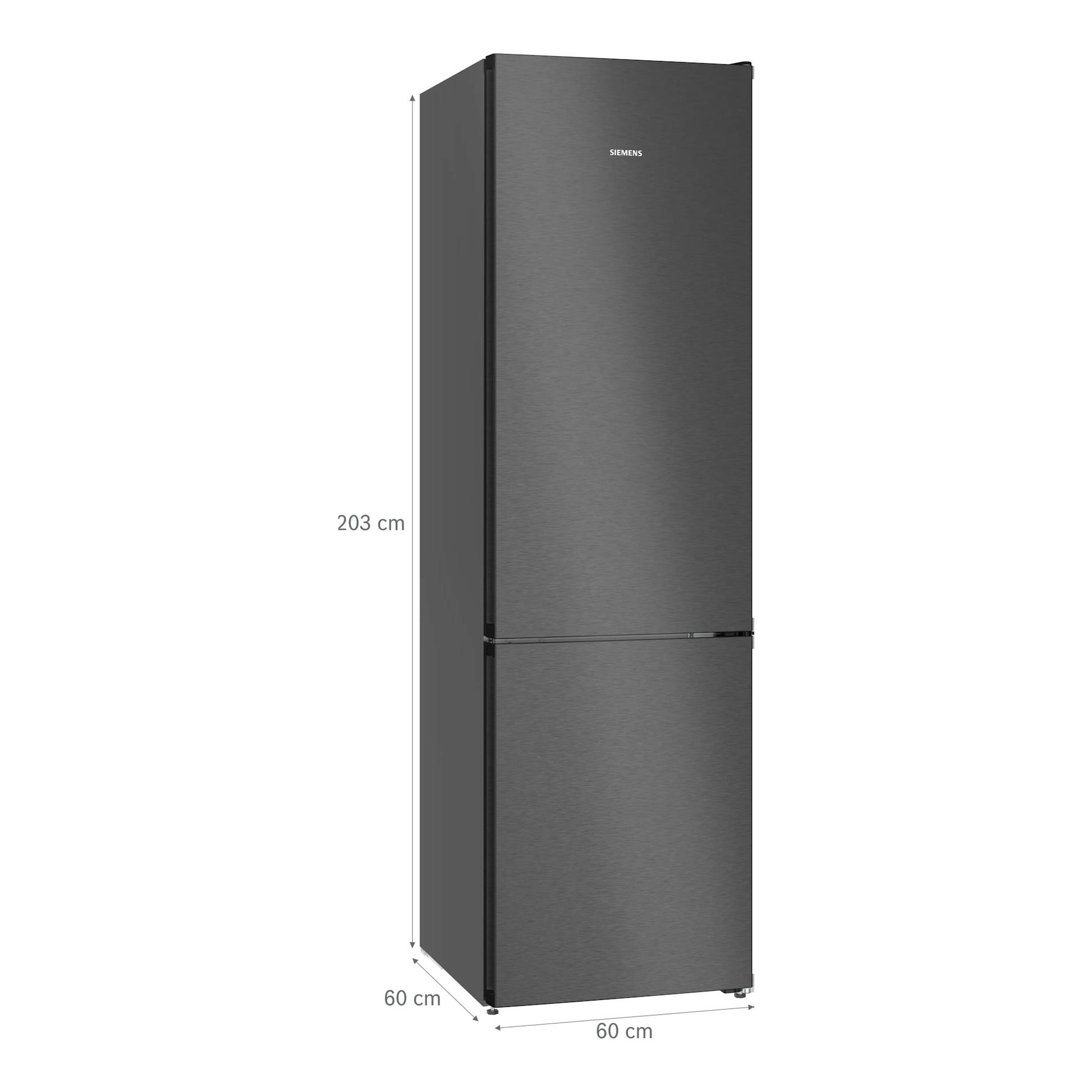 Frigorífico combi Siemens KG39NVXCG negro, vista frontal, 203 cm de alto.