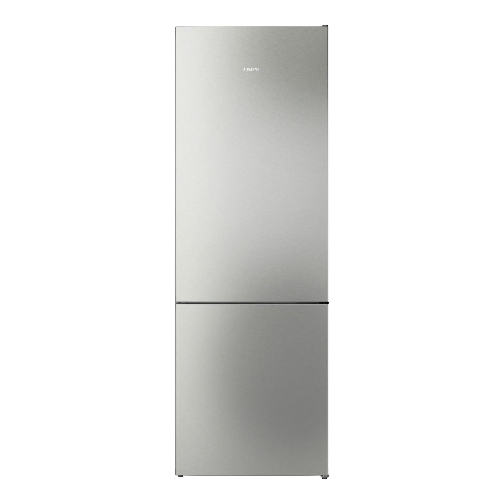 Frigorífico combi Siemens KG49NVICG de inox, vista frontal, con dos puertas y logotipo Siemens.