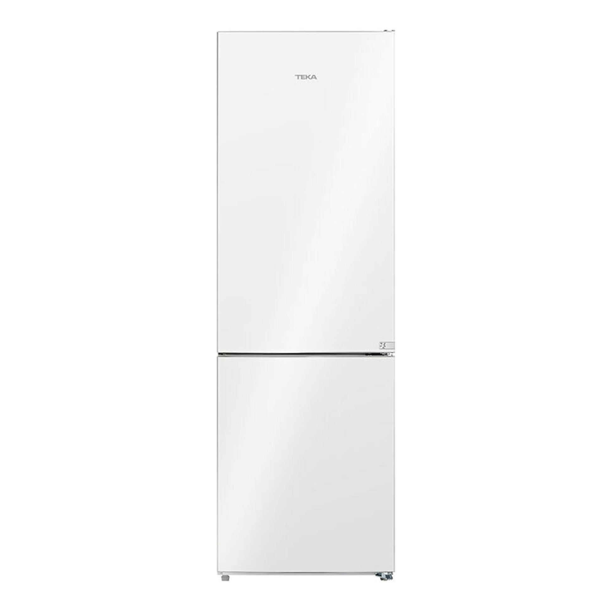 Frigorífico combi Teka RBF44630 blanco, vista frontal, con dos puertas lisas.
