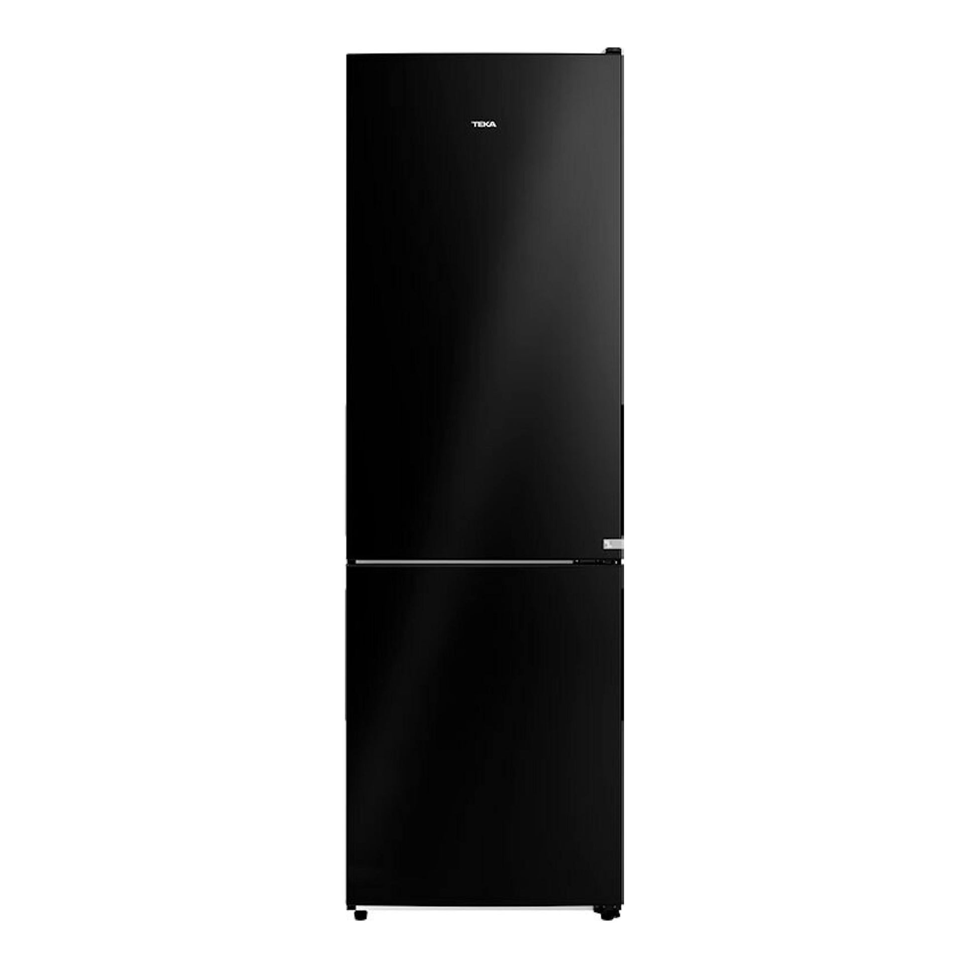 Frigorífico combi Teka RBF44630 negro, vista frontal, con dos puertas y tirador horizontal.