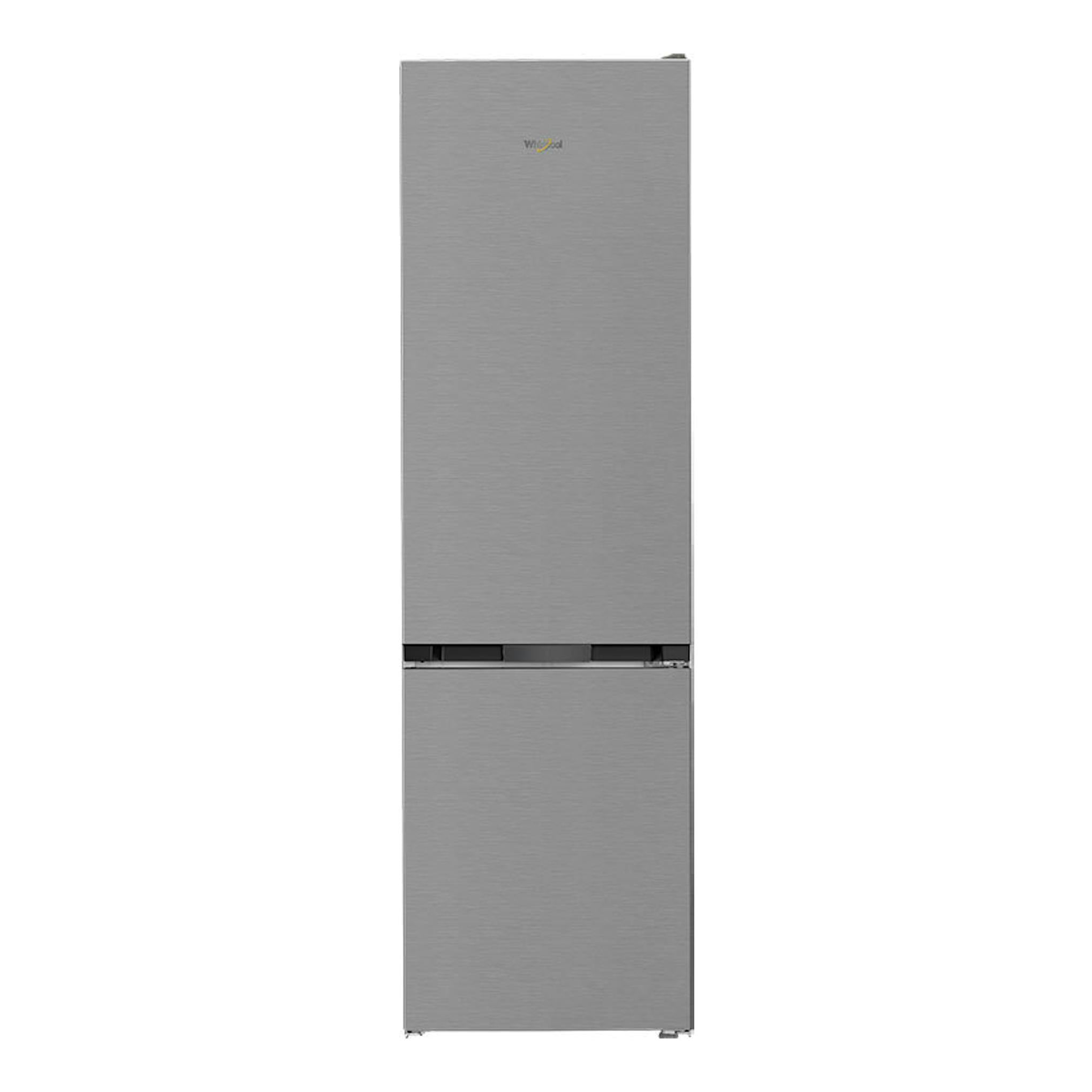 Frigorífico combi Whirlpool WHK 22412 X5EE inox, vista frontal, acabado gris acero.