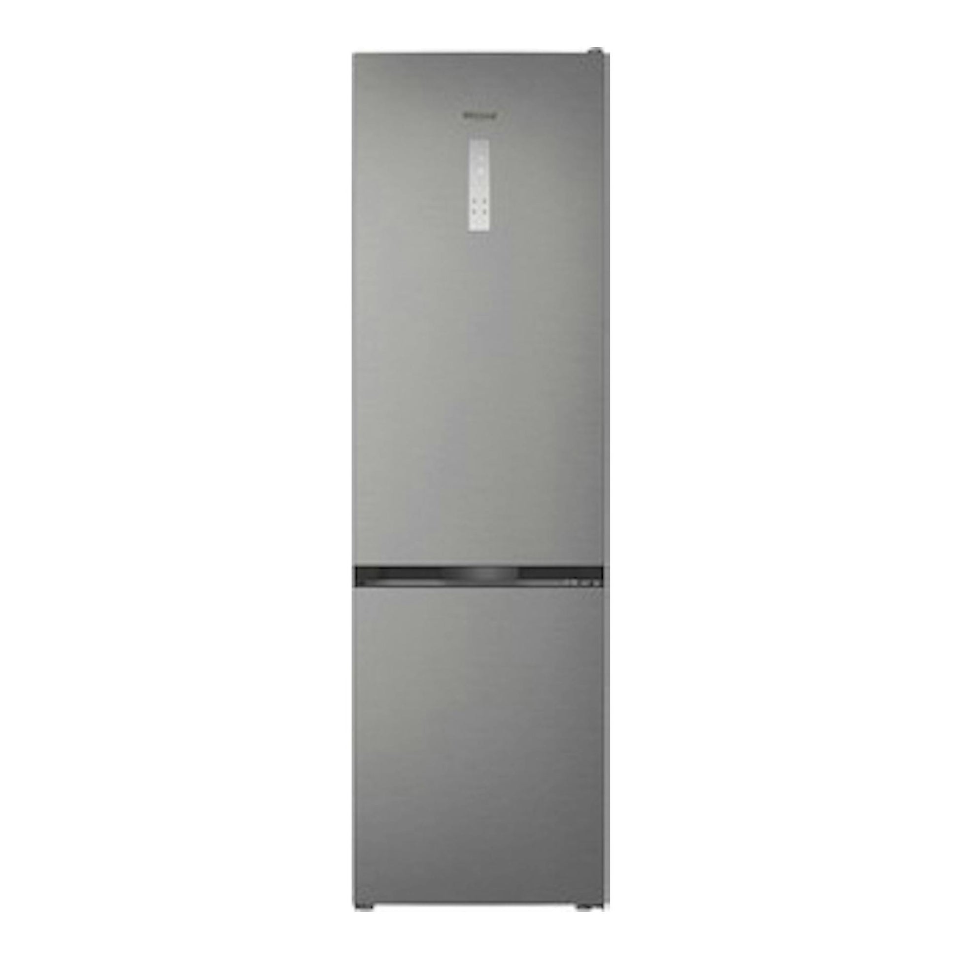 Frigorífico combi Whirlpool WHK 26412 X5EE1 gris, vista frontal, con panel de control central.