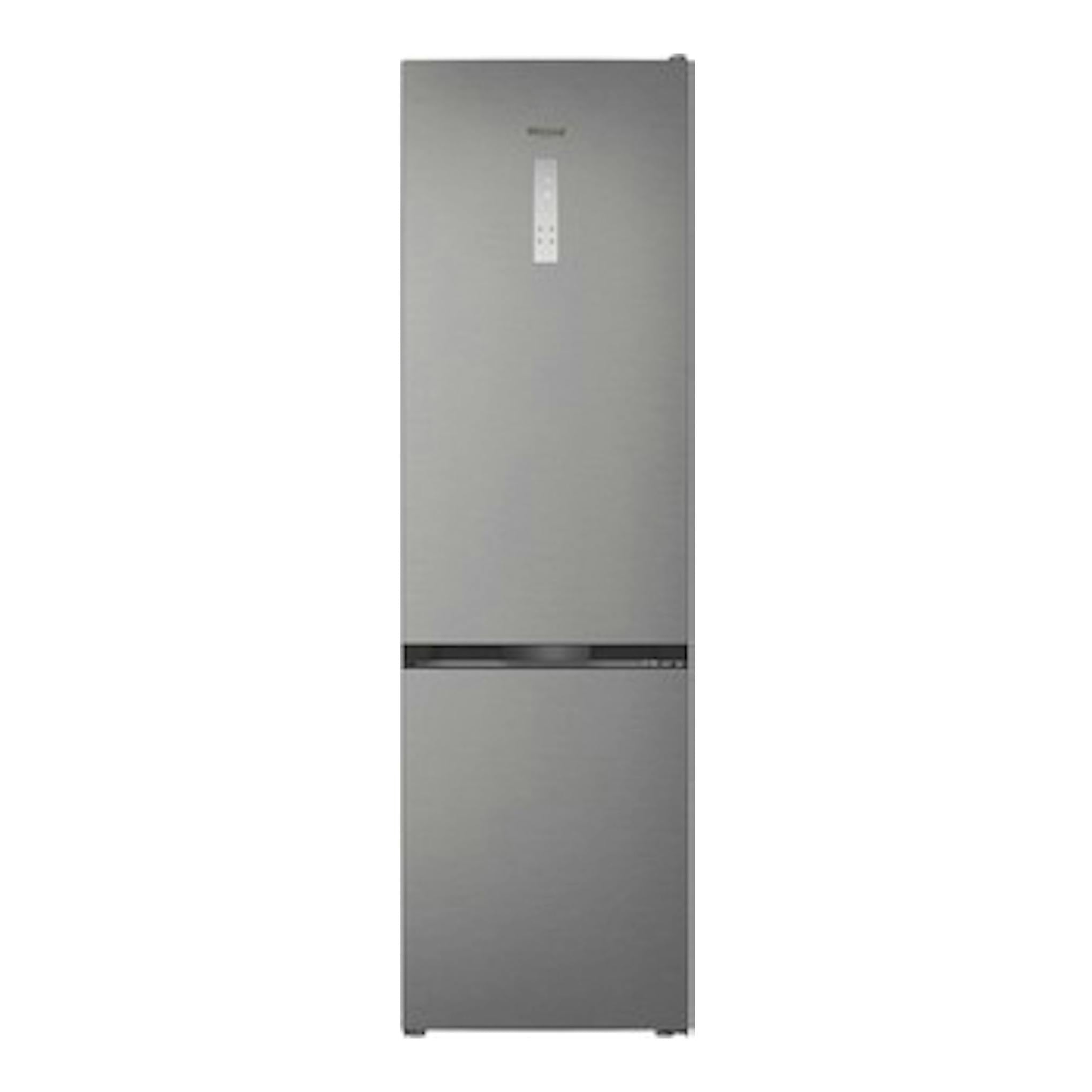 Frigorífico combi Whirlpool WHK 26412 X5EE1 gris, vista frontal, con panel de control central.