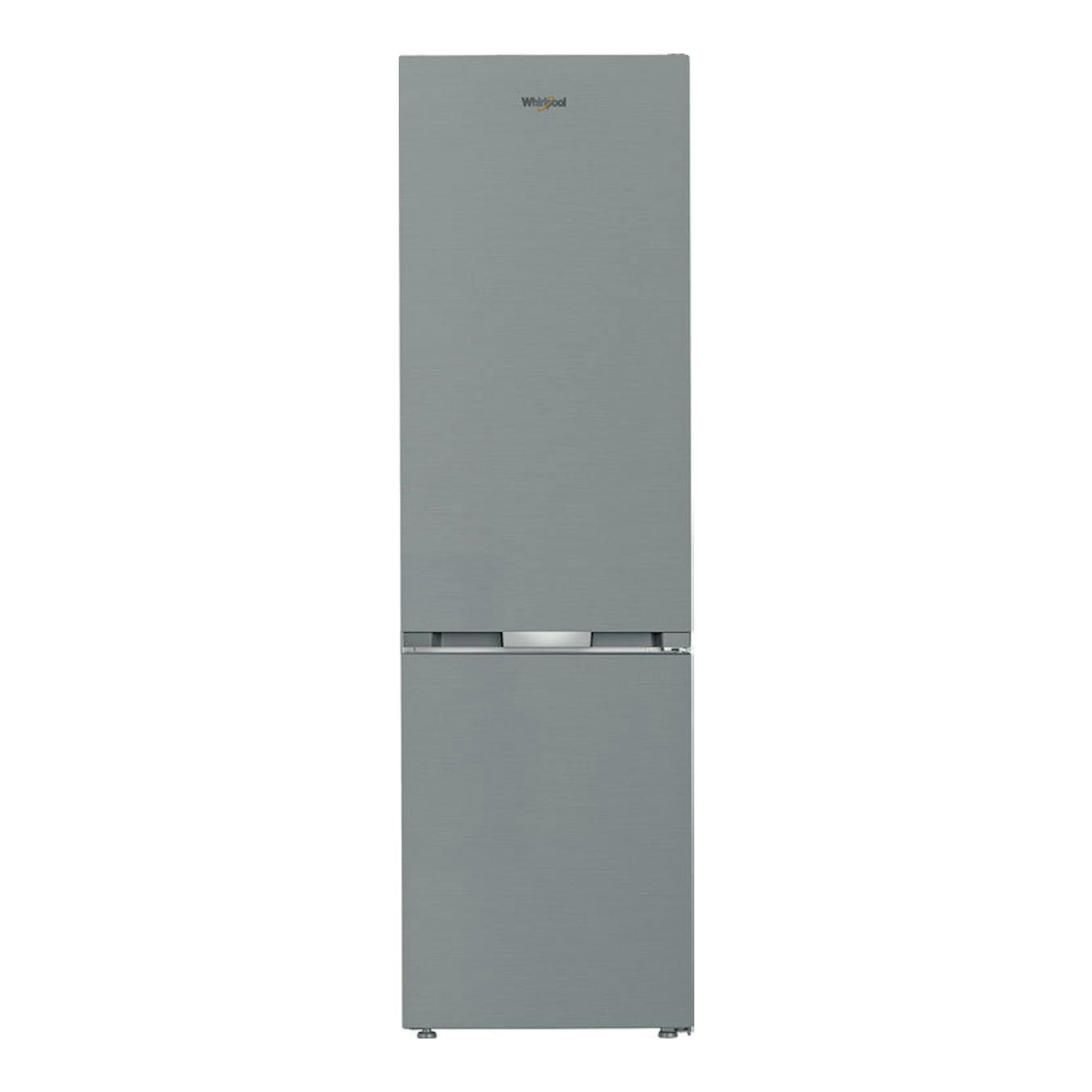 Frigorífico combi Whirlpool WHK25404XP8E en inox gris, vista frontal.
