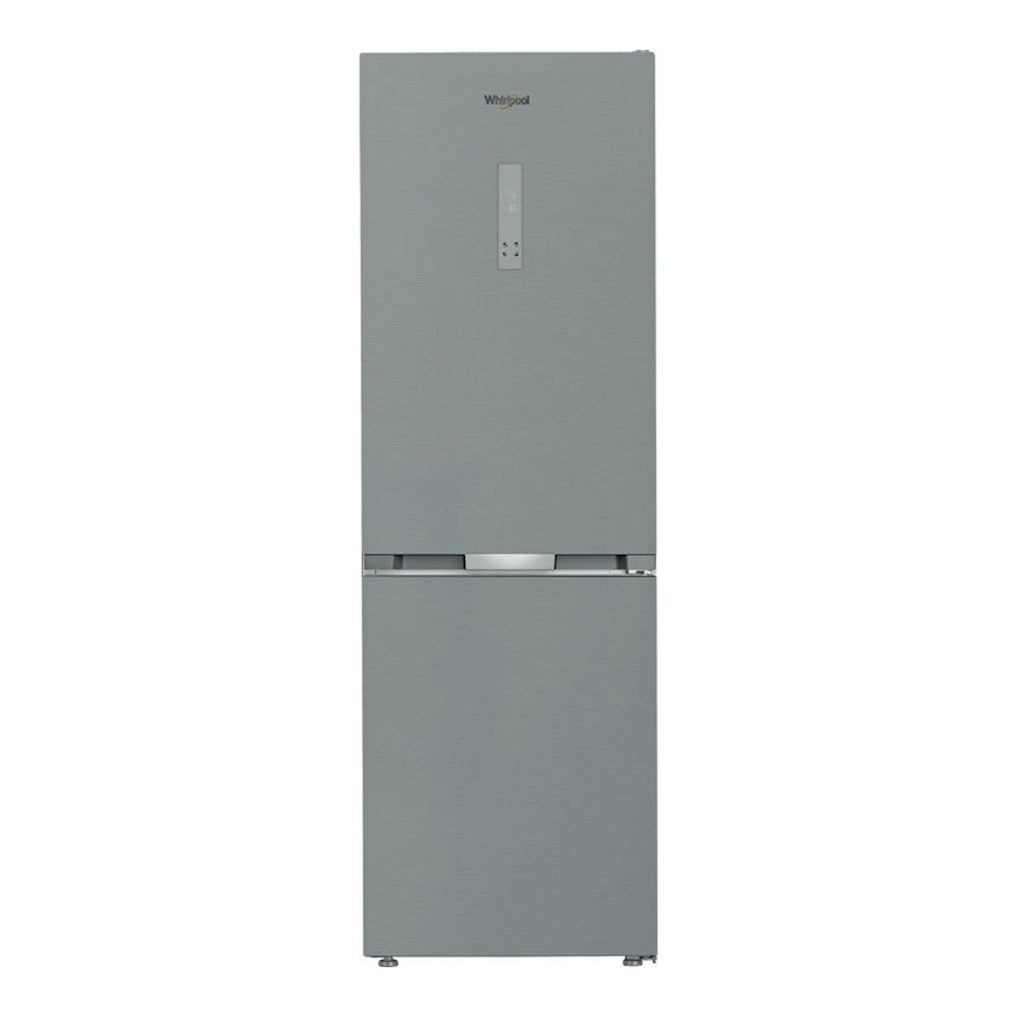 Frigorífico combi Whirlpool WHK26362XP5E en acero inoxidable perla, vista frontal.
