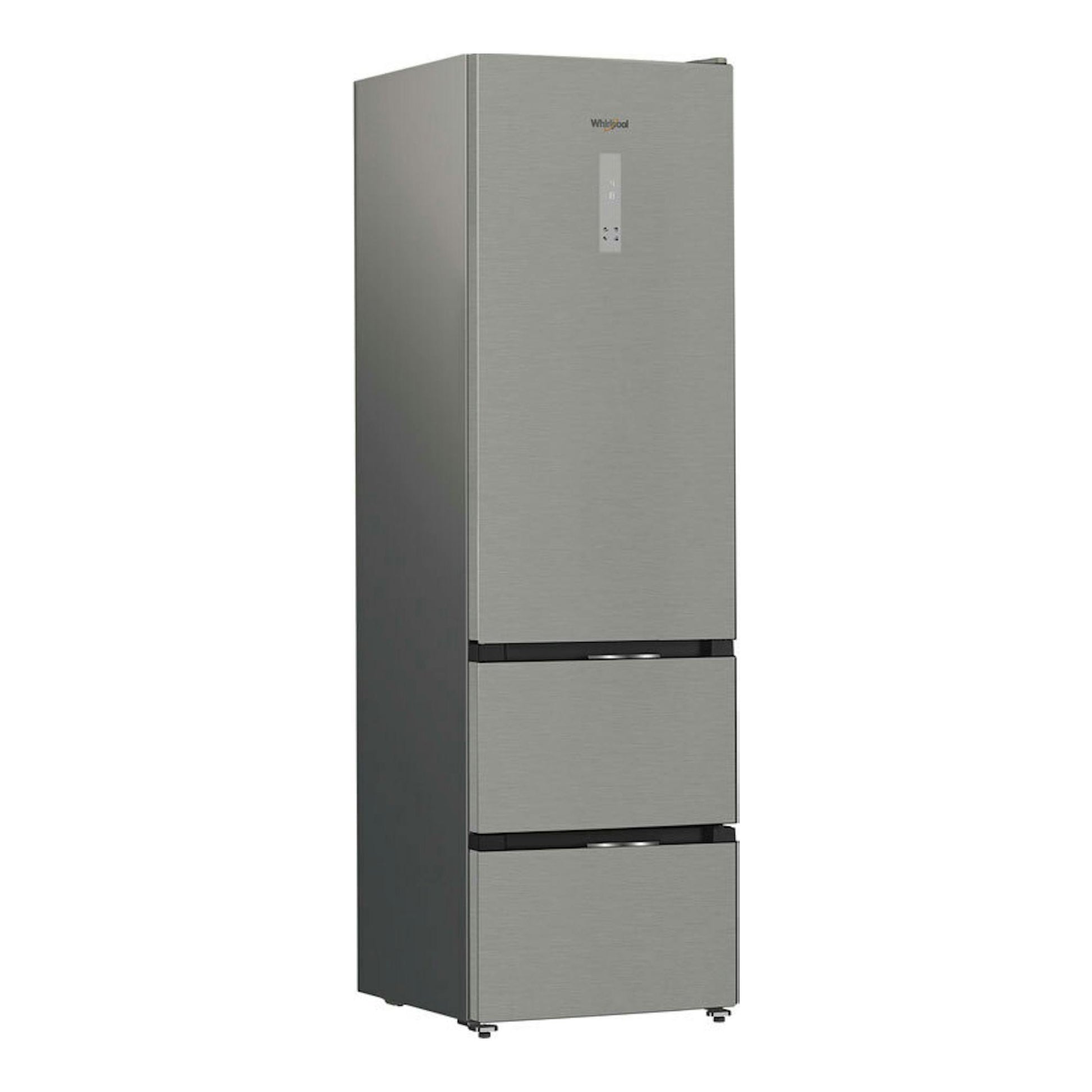 Frigorífico combi Whirlpool WHKF6352X5E inox, vista frontal en ángulo izquierdo.