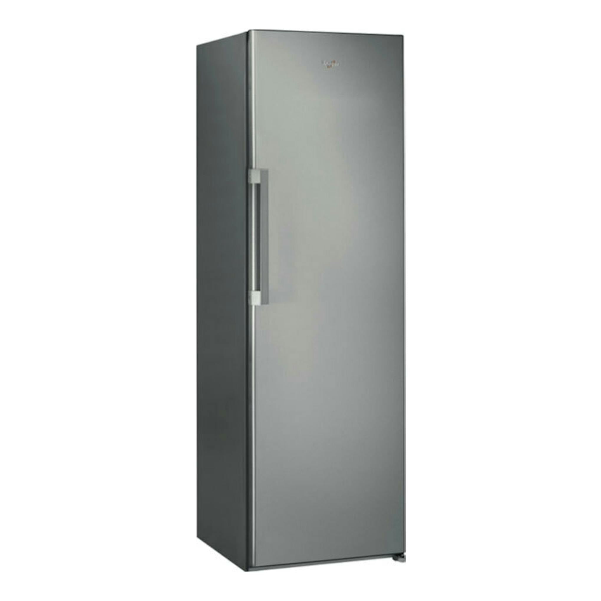 Frigorífico Whirlpool SW8 AM2Q X 2 de una puerta, acabado inox, vista frontal en ángulo.