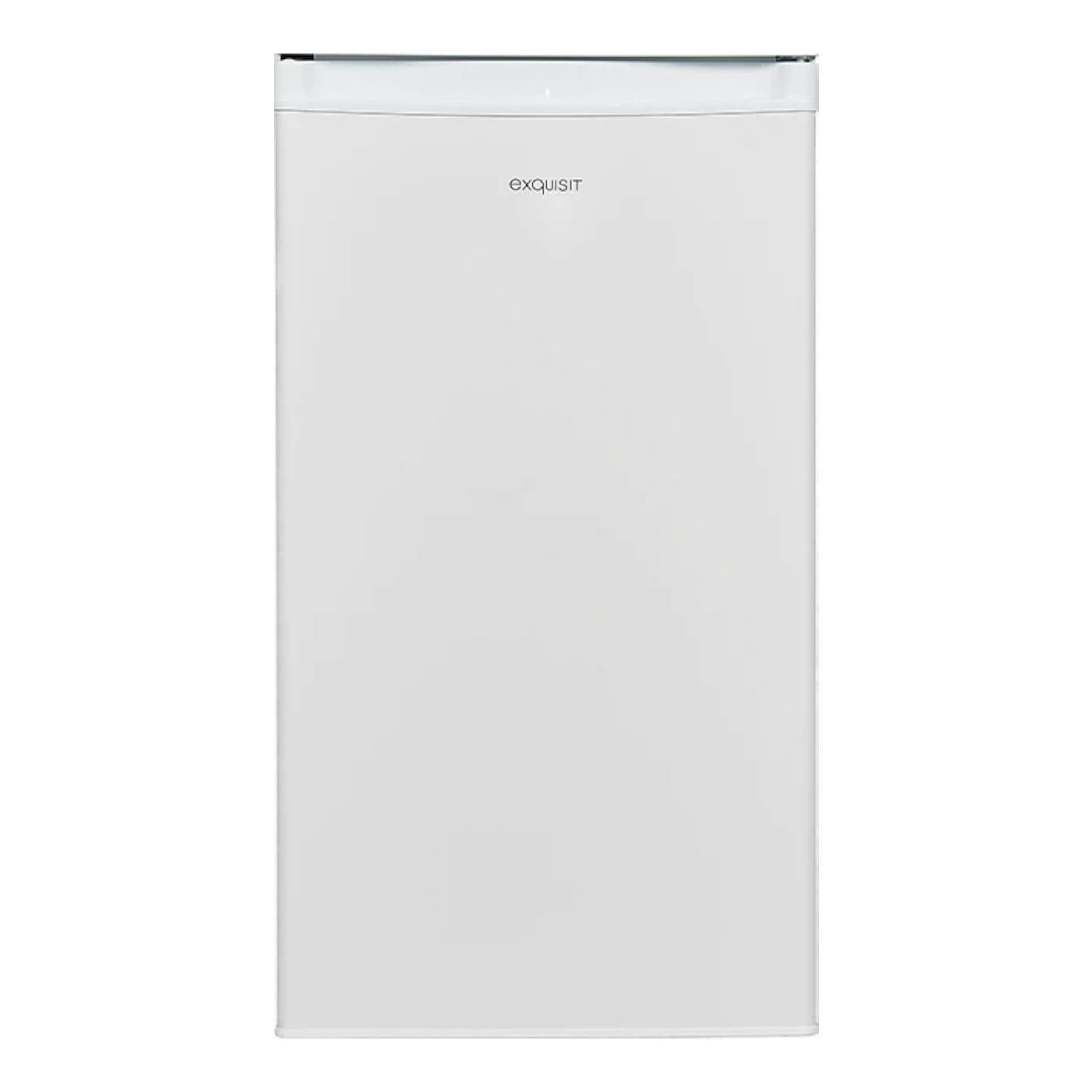 Frigorífico pequeño Exquisit KS85-V-091E blanco, vista frontal, de una puerta.