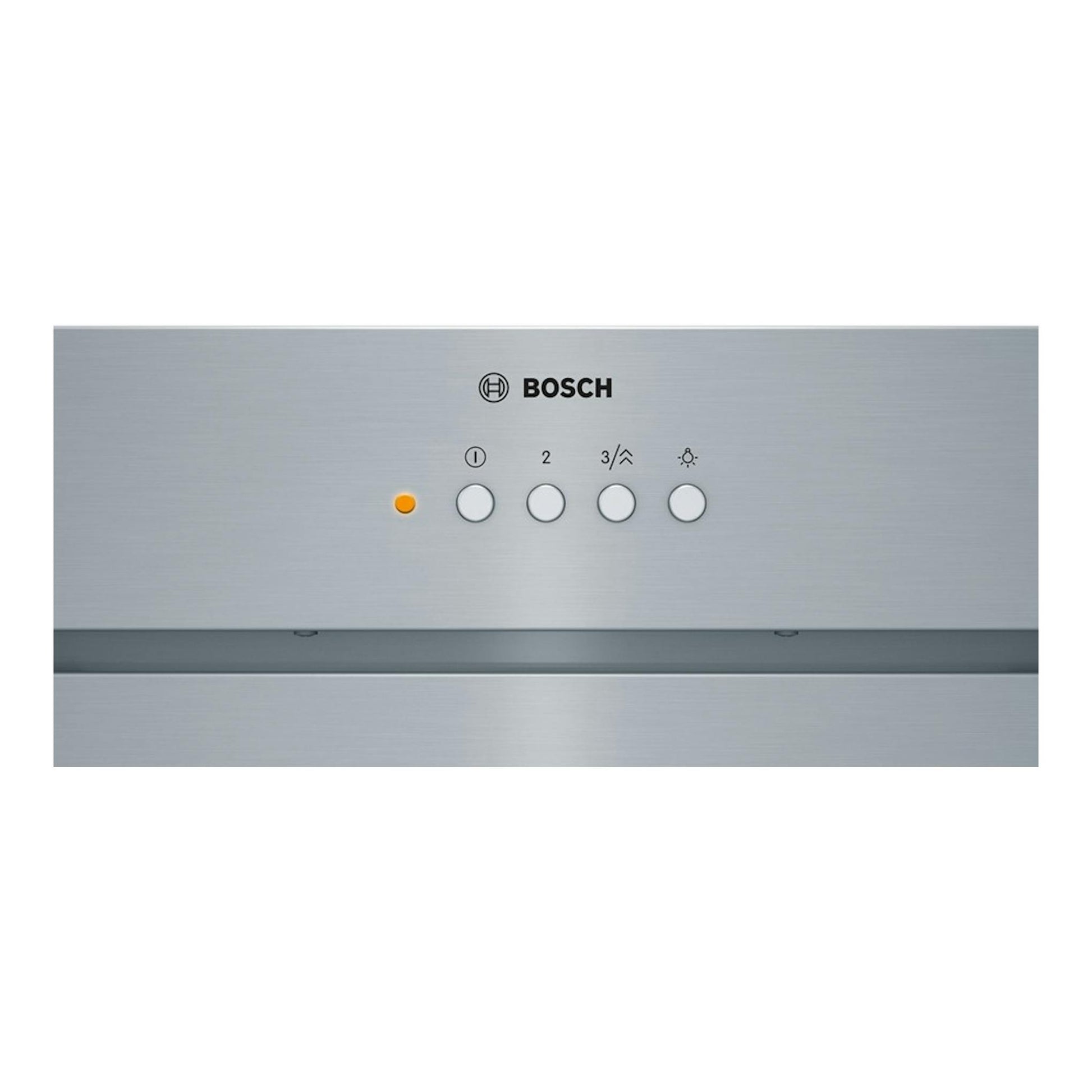 Grupo filtrante Bosch DHL585B en inox, vista frontal de cerca, con panel de botones.