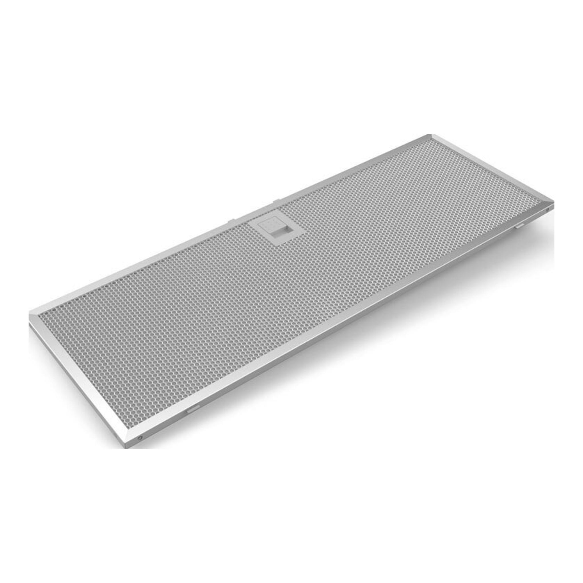 Bosch DLN56AC50: filtro metálico rectangular inox, vista en ángulo sobre fondo blanco.