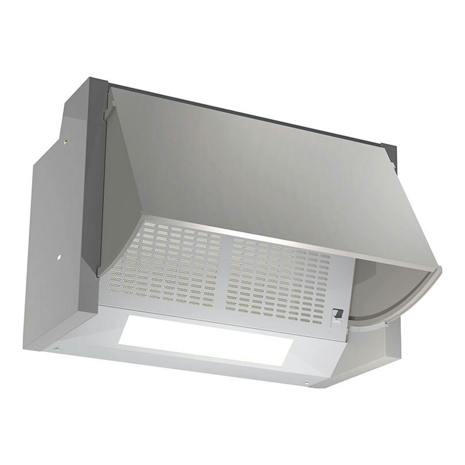 Grupo filtrante Cata CPK6000GR gris, vista en ángulo inferior, con panel frontal perforado.
