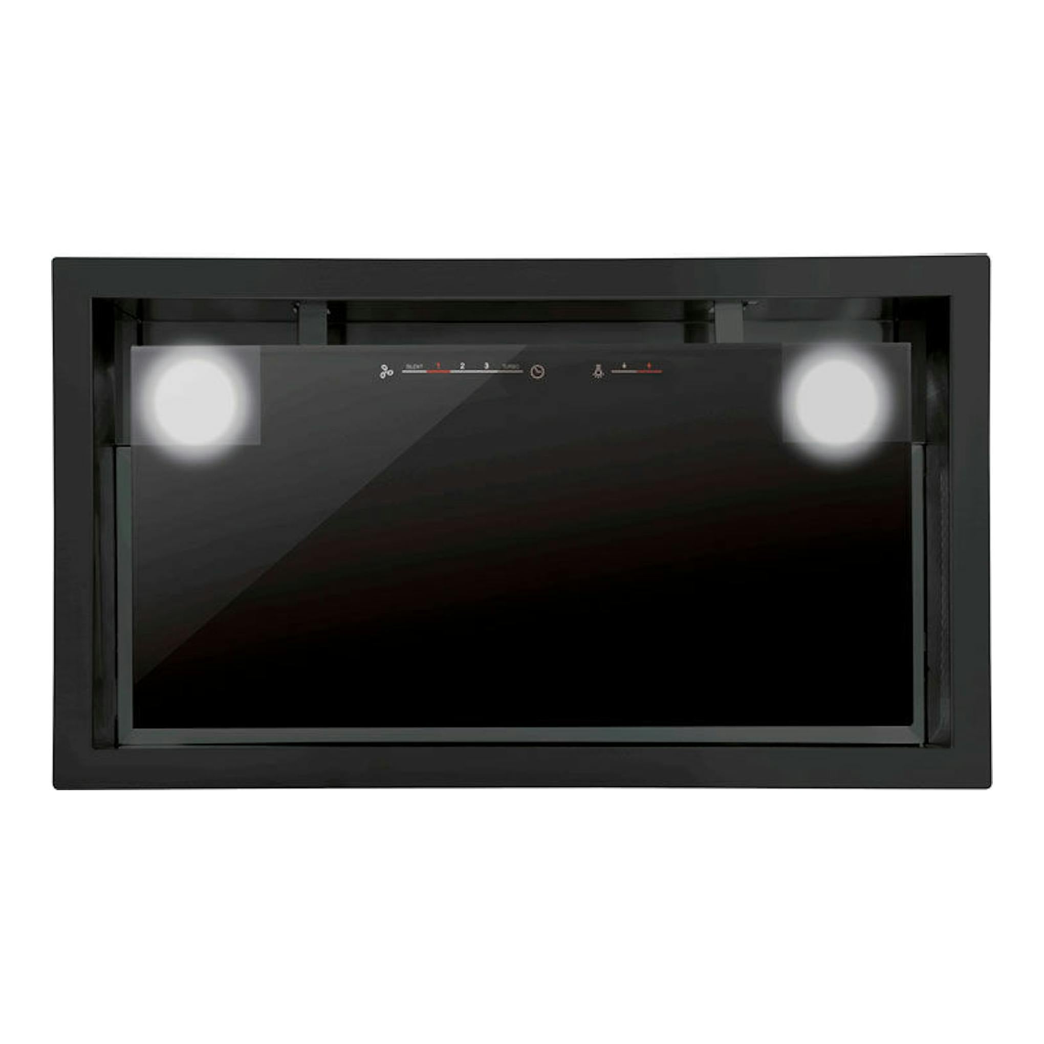 Grupo filtrante Cata GC DUAL A BK 75 negro, vista frontal, panel negro y marco negro.