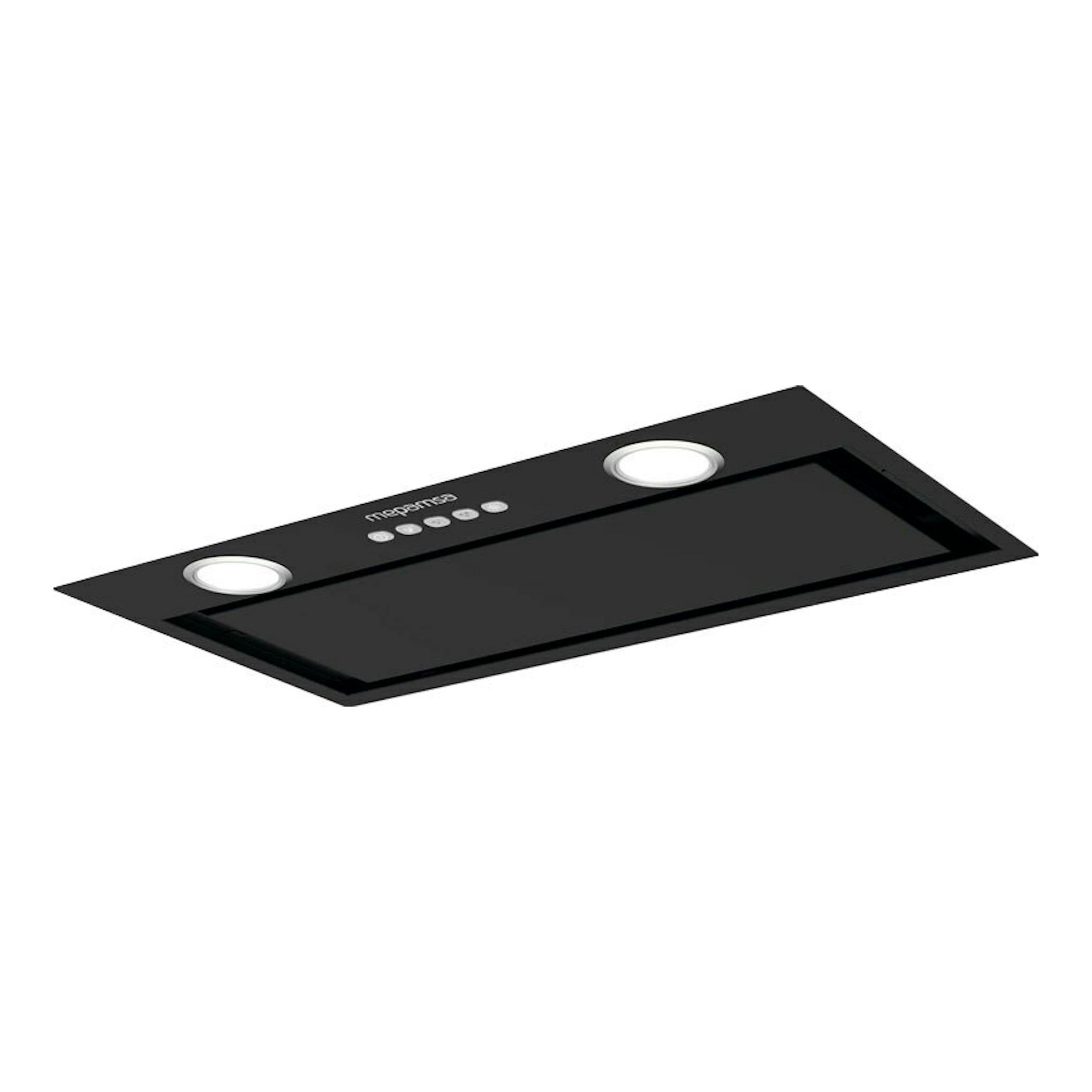 Grupo filtrante Mepansa Irun 70 negro, vista en ángulo con dos luces circulares y panel frontal.
