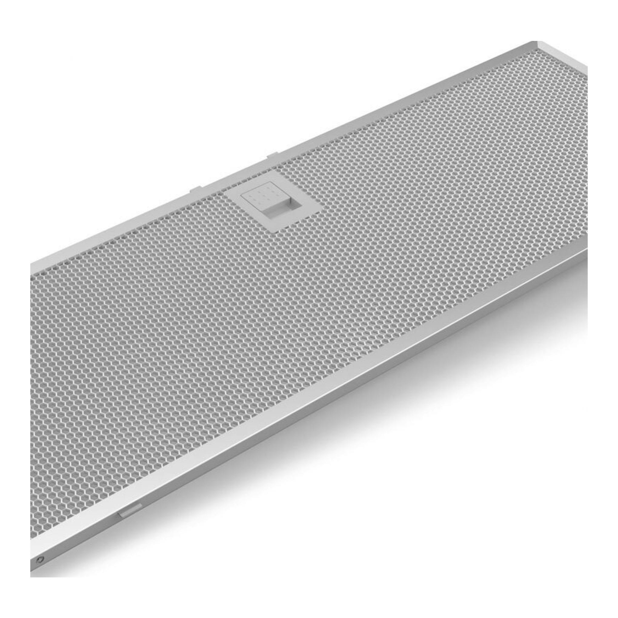 Grupo filtrante Siemens LB88NPC60, vista superior en ángulo, rejilla metálica rectangular gris plateada.