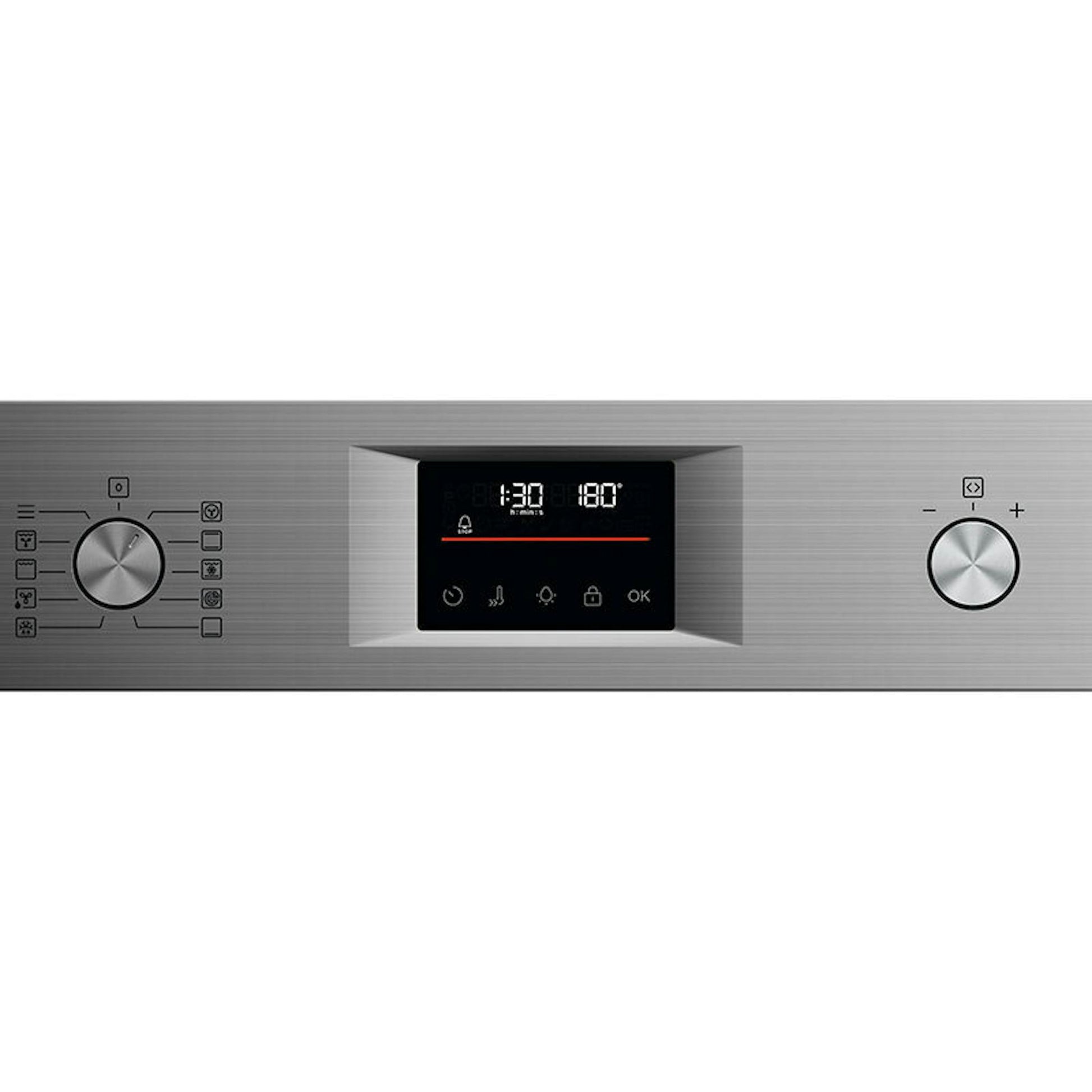 Panel frontal del horno AEG GU5PB43FSM Inox con display y mandos