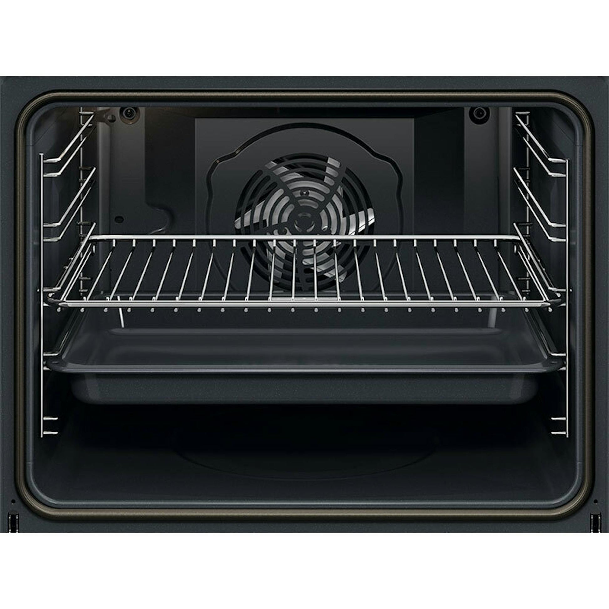 Interior del horno AEG OU5PB40NSK de cristal negro con ventilador y rejilla