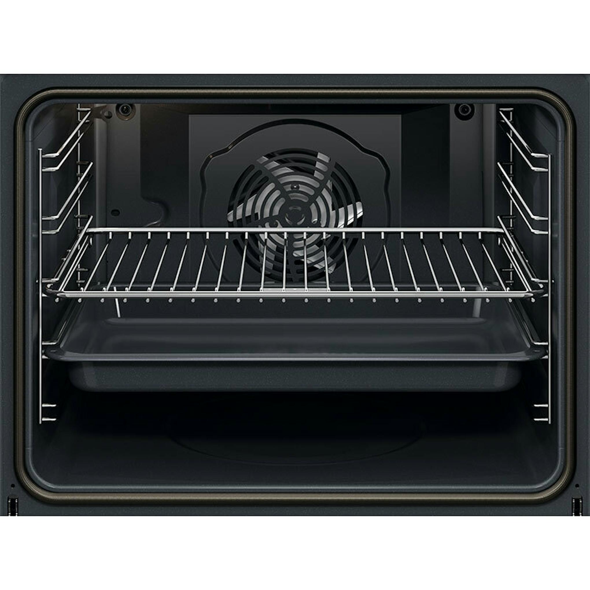 Interior del horno AEG OU5PB40NSK de cristal negro con ventilador y rejilla