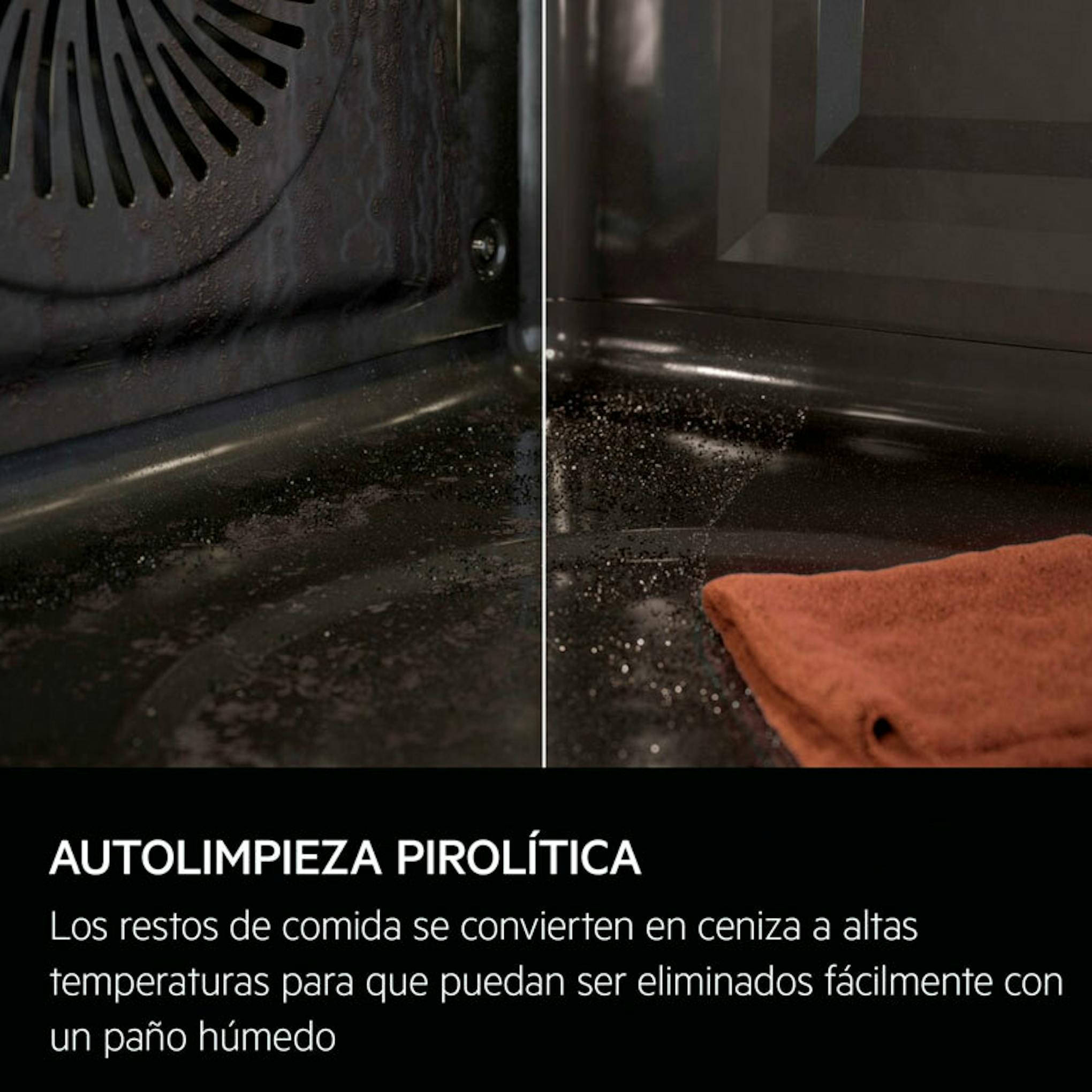 Interior de horno AEG OU5PB40SM inox con autolimpieza pirolítica