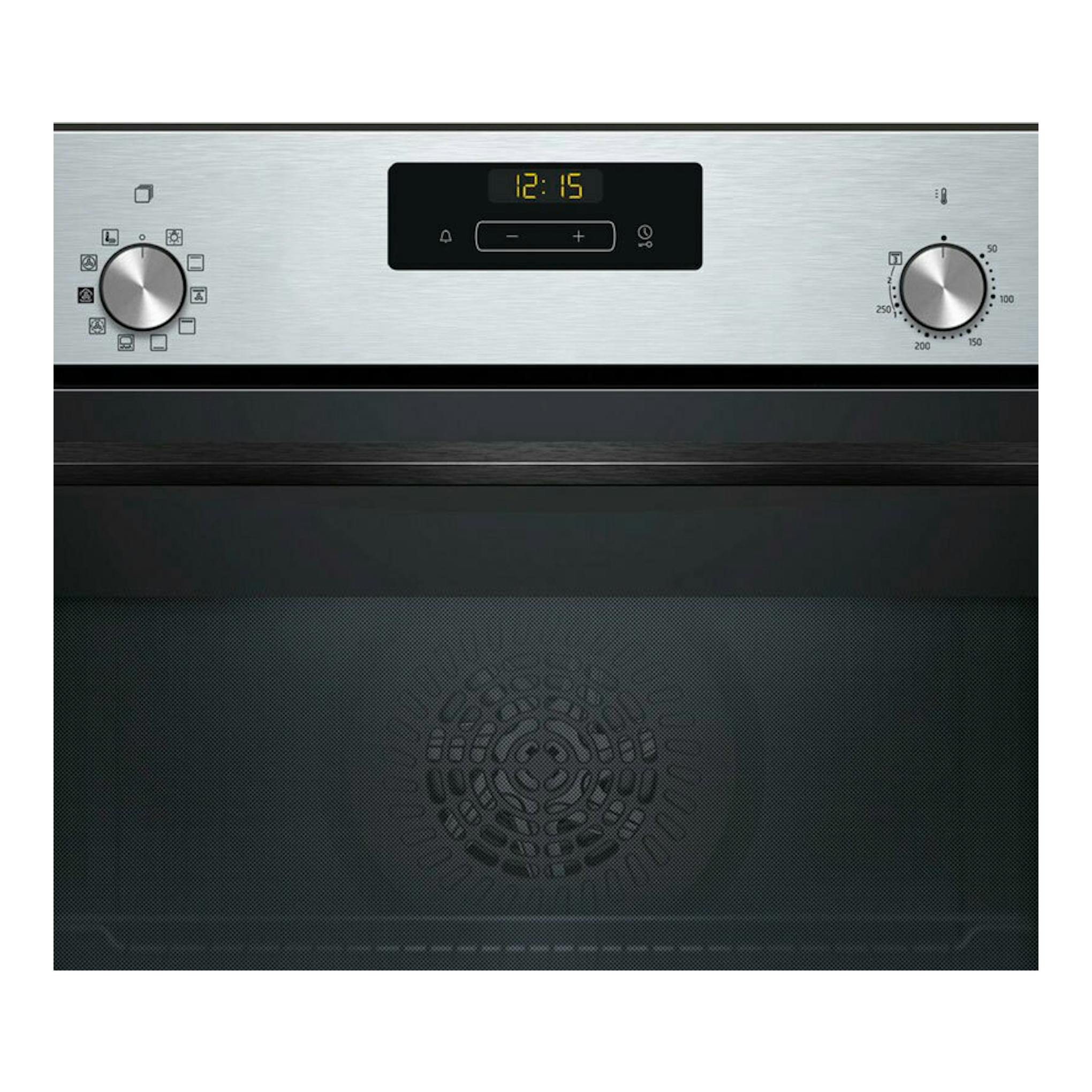 Horno Balay 3HA4031X3 inox, vista frontal, con panel digital y mandos giratorios.