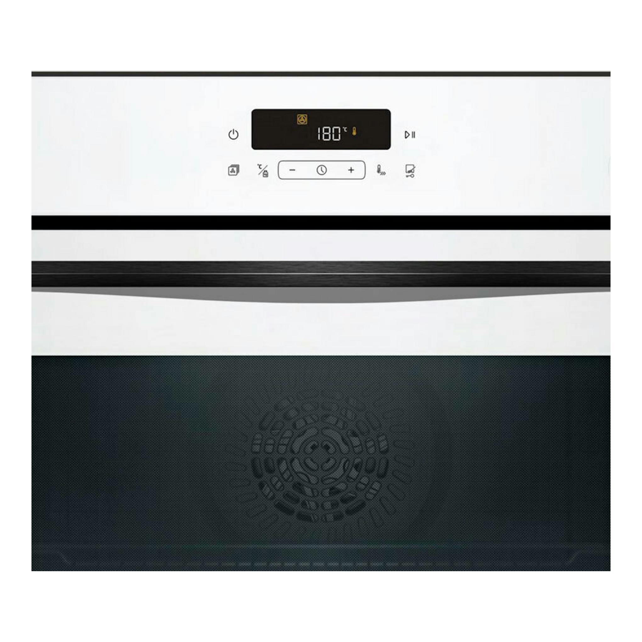 Horno Balay 3HA5129B3 blanco, vista frontal, con panel digital negro y pantalla a 180 °C.