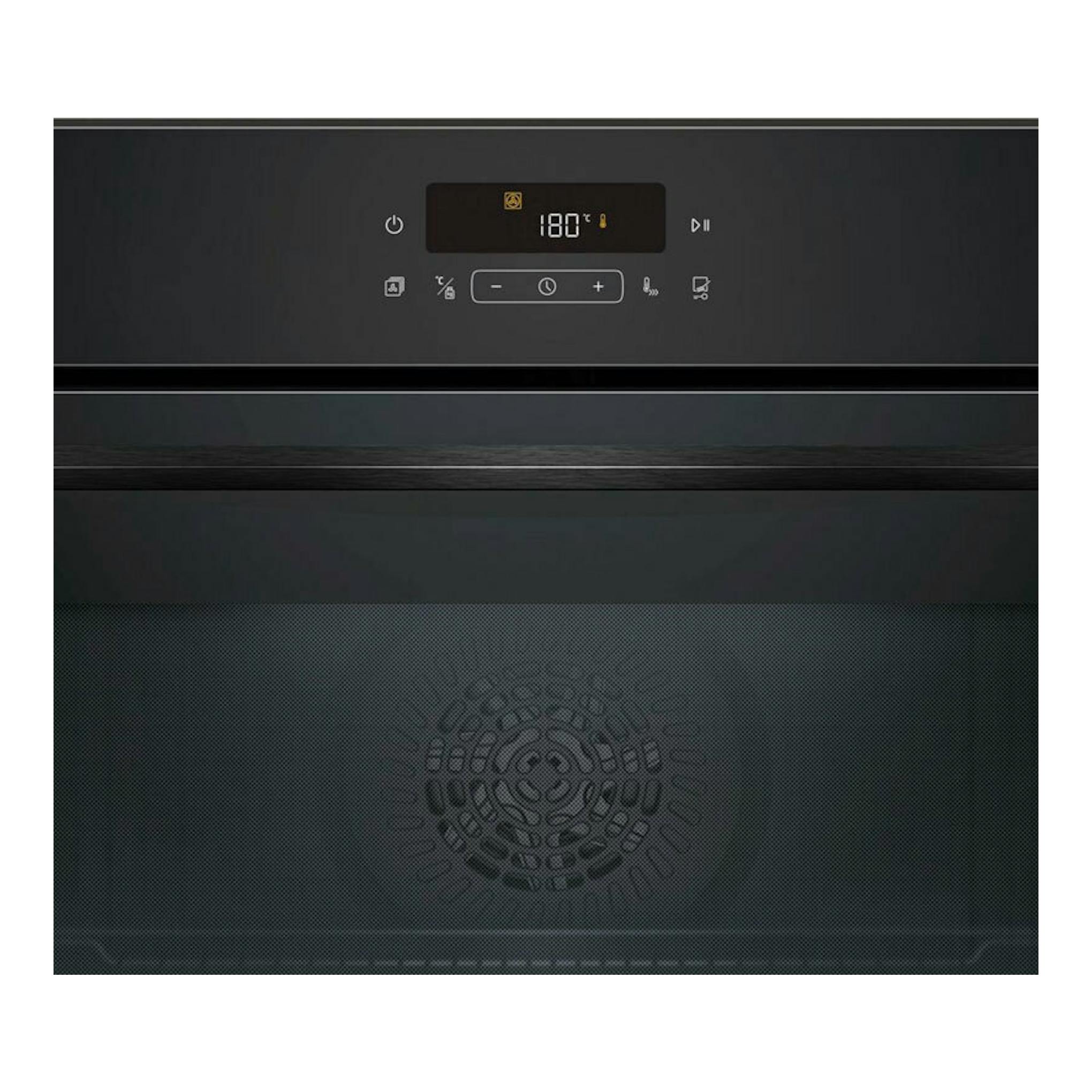 Horno Balay 3HA5829N3 de cristal negro, vista frontal, con panel digital mostrando 180 °C.