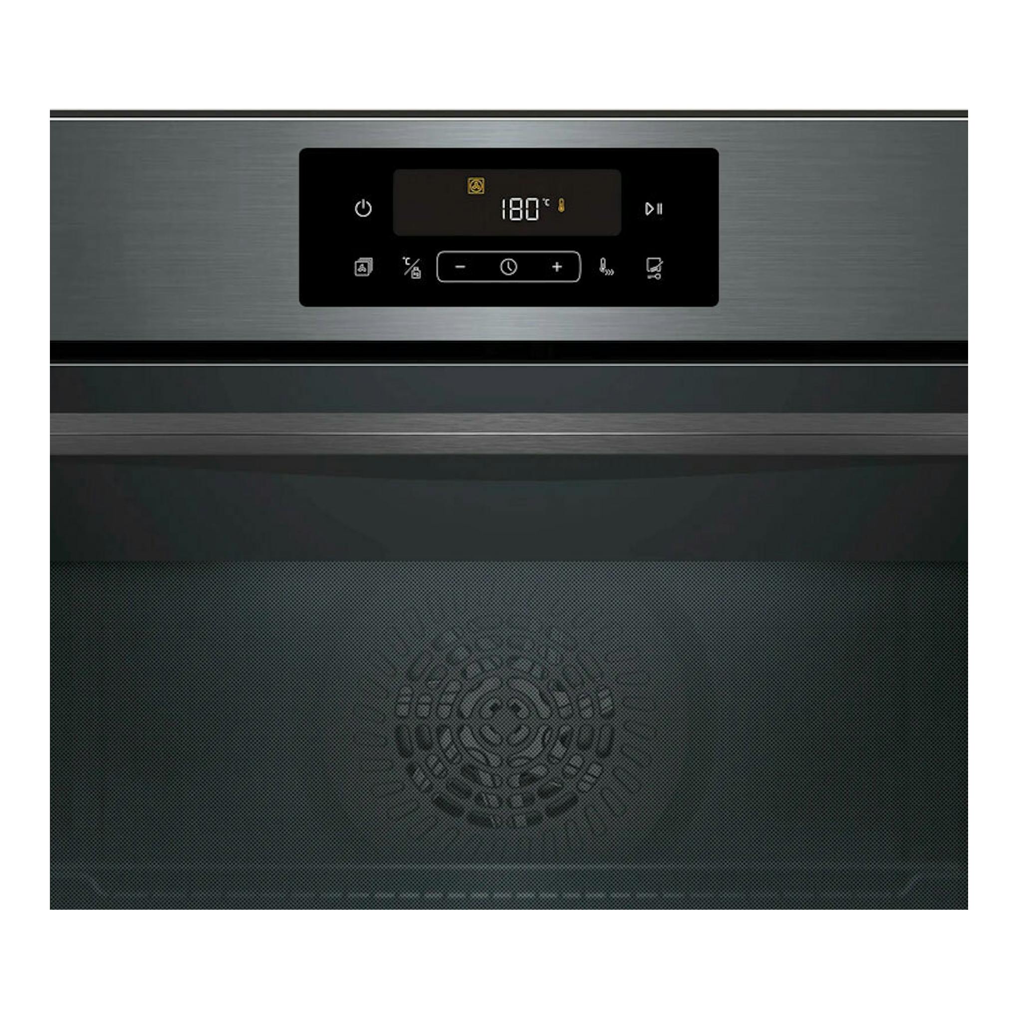 Horno Balay 3HB4821G3 grafito, vista frontal con panel digital y puerta de vidrio negro.