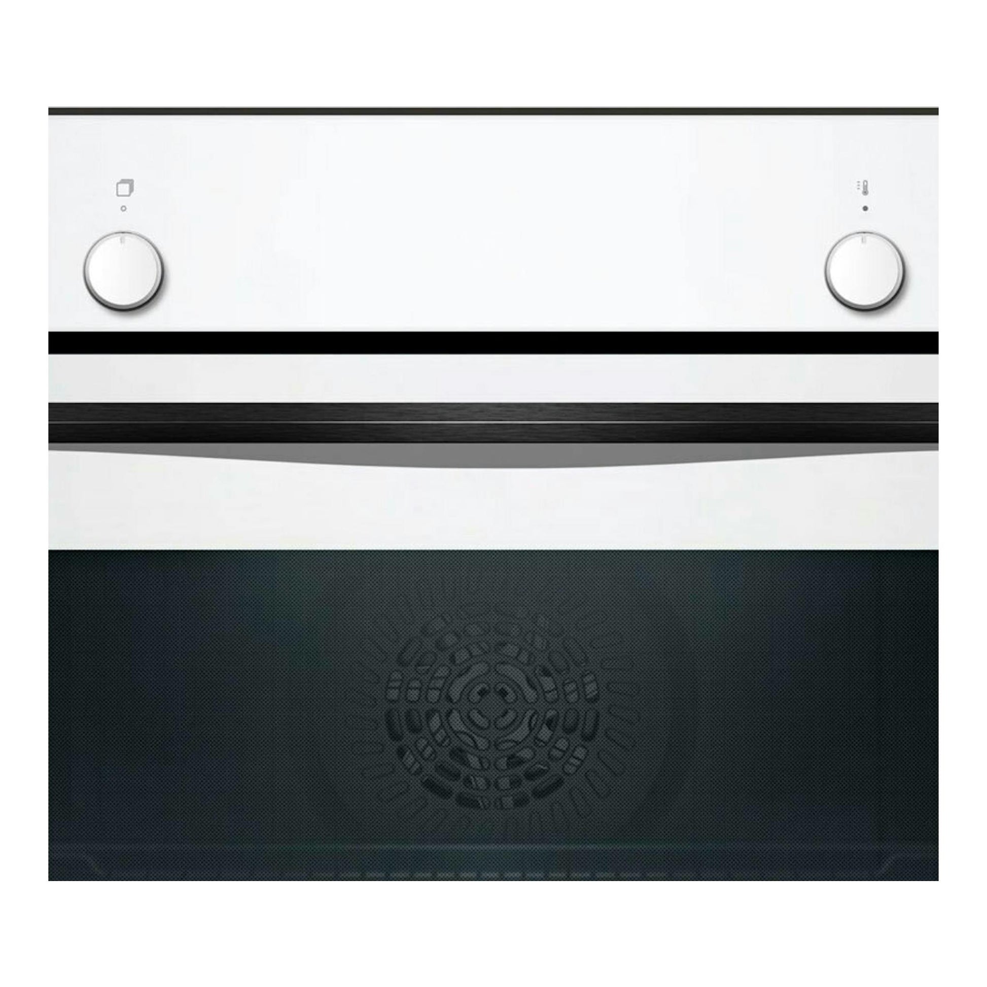 Horno Balay 3HB5000B3 blanco, vista frontal, con dos mandos y puerta de cristal negro.