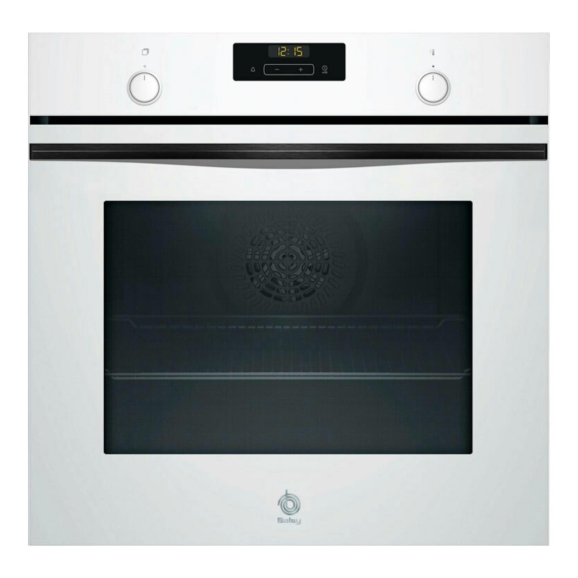 Horno Balay 3HB5131B3 blanco, vista frontal, con dos mandos y display digital.