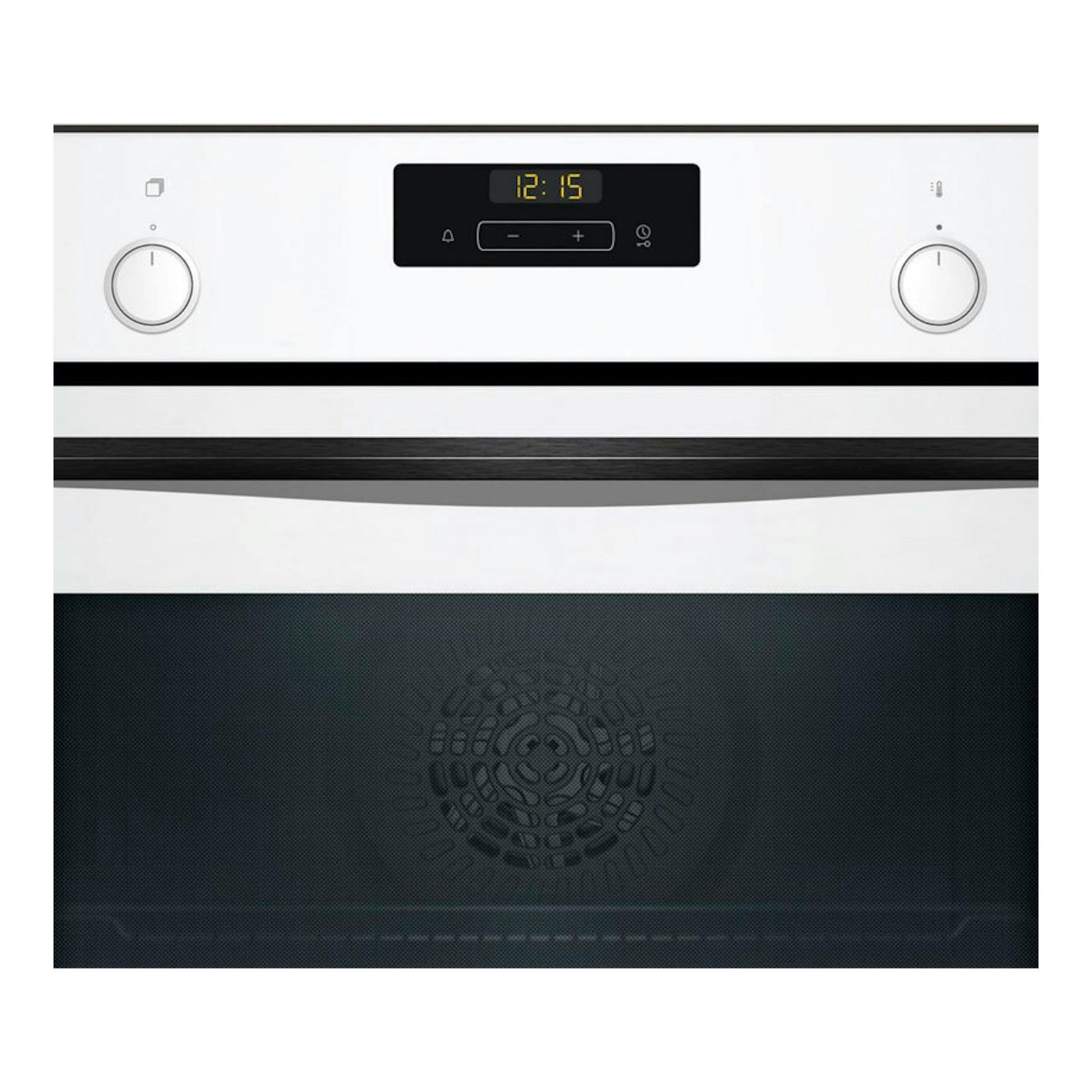 Horno Balay 3HB5159B4 blanco, vista frontal, con dos mandos laterales y pantalla digital central.