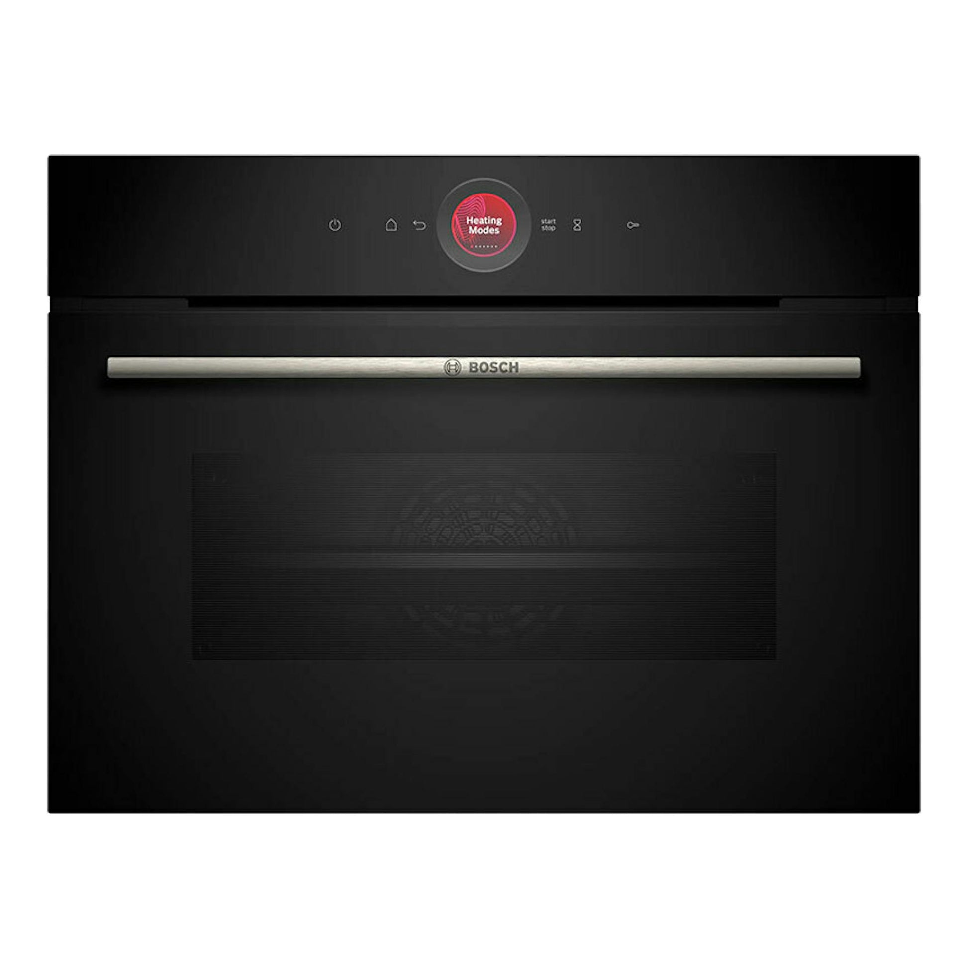 Horno Bosch CBG7741B1 negro, vista frontal con panel táctil y asa metálica.