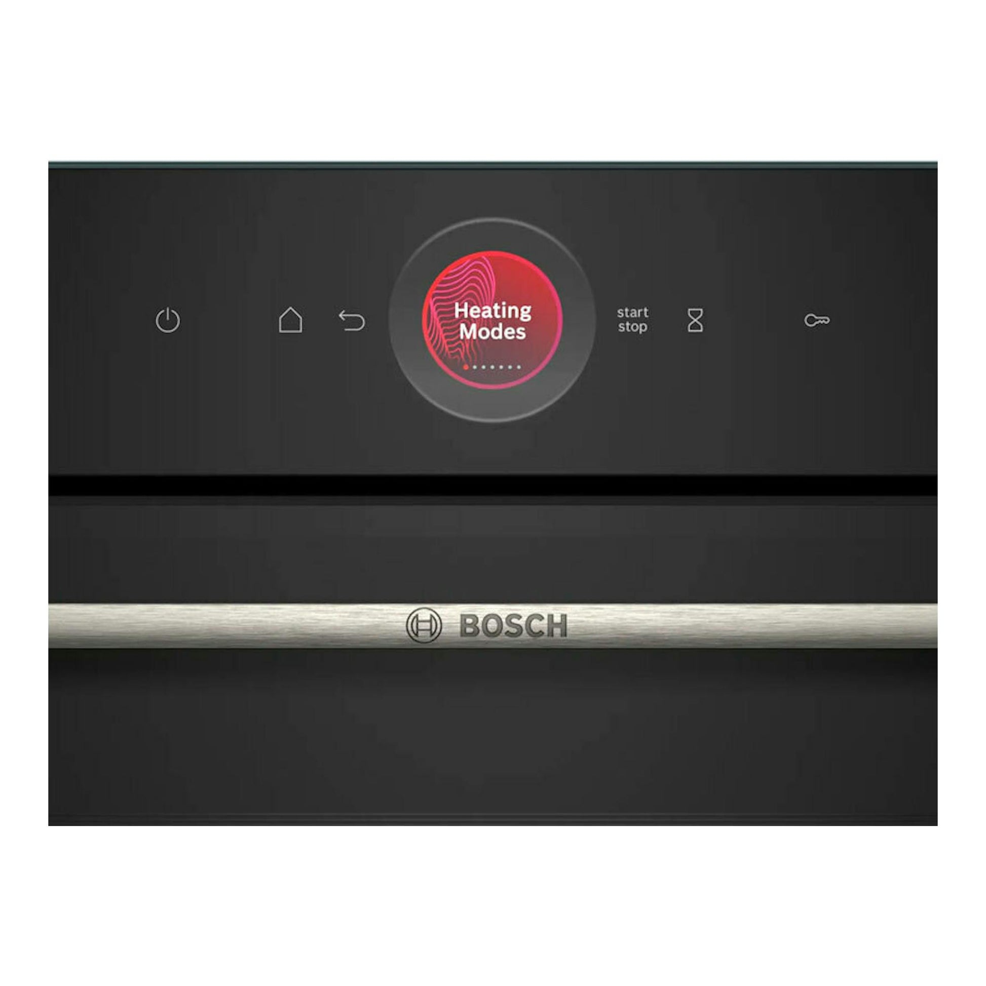 Horno Bosch HBG7741B1 negro, vista frontal, panel táctil con pantalla circular y logotipo Bosch.