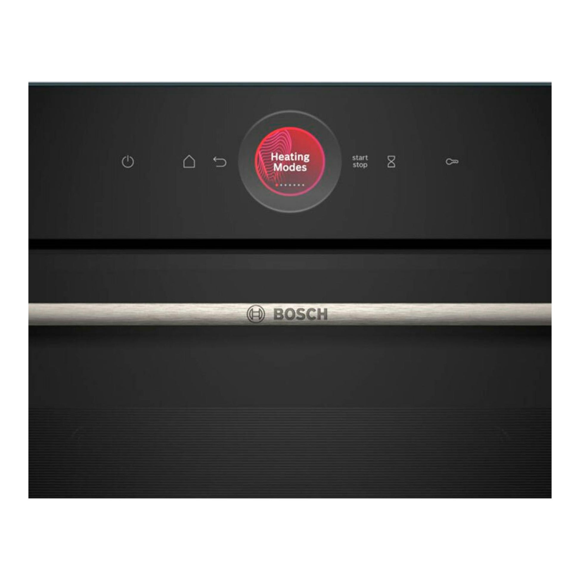 Horno Bosch HBG774KB1 negro, vista frontal con panel táctil superior y tirador metálico.