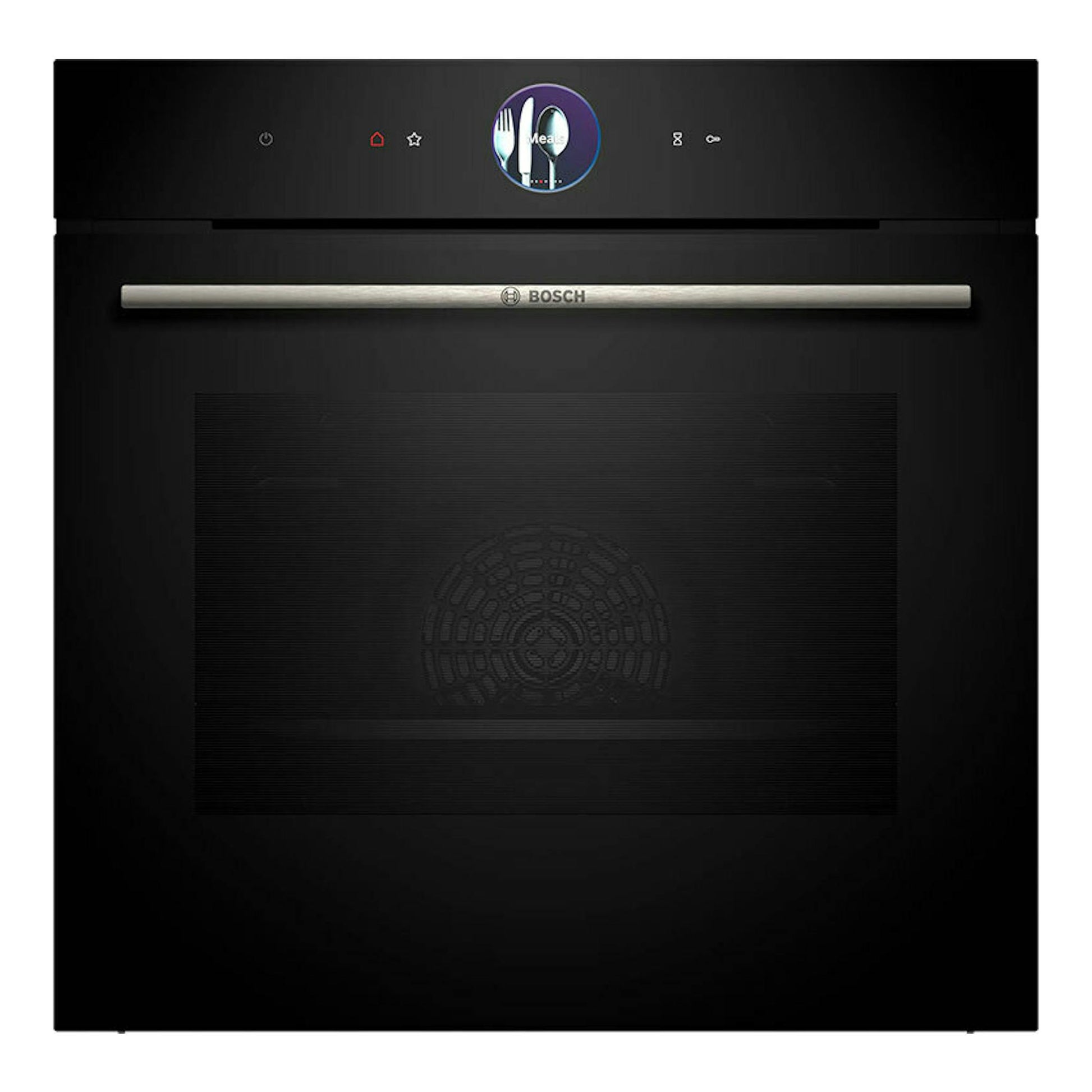 Horno Bosch HBG7764B1 negro, vista frontal con panel táctil y puerta de cristal.