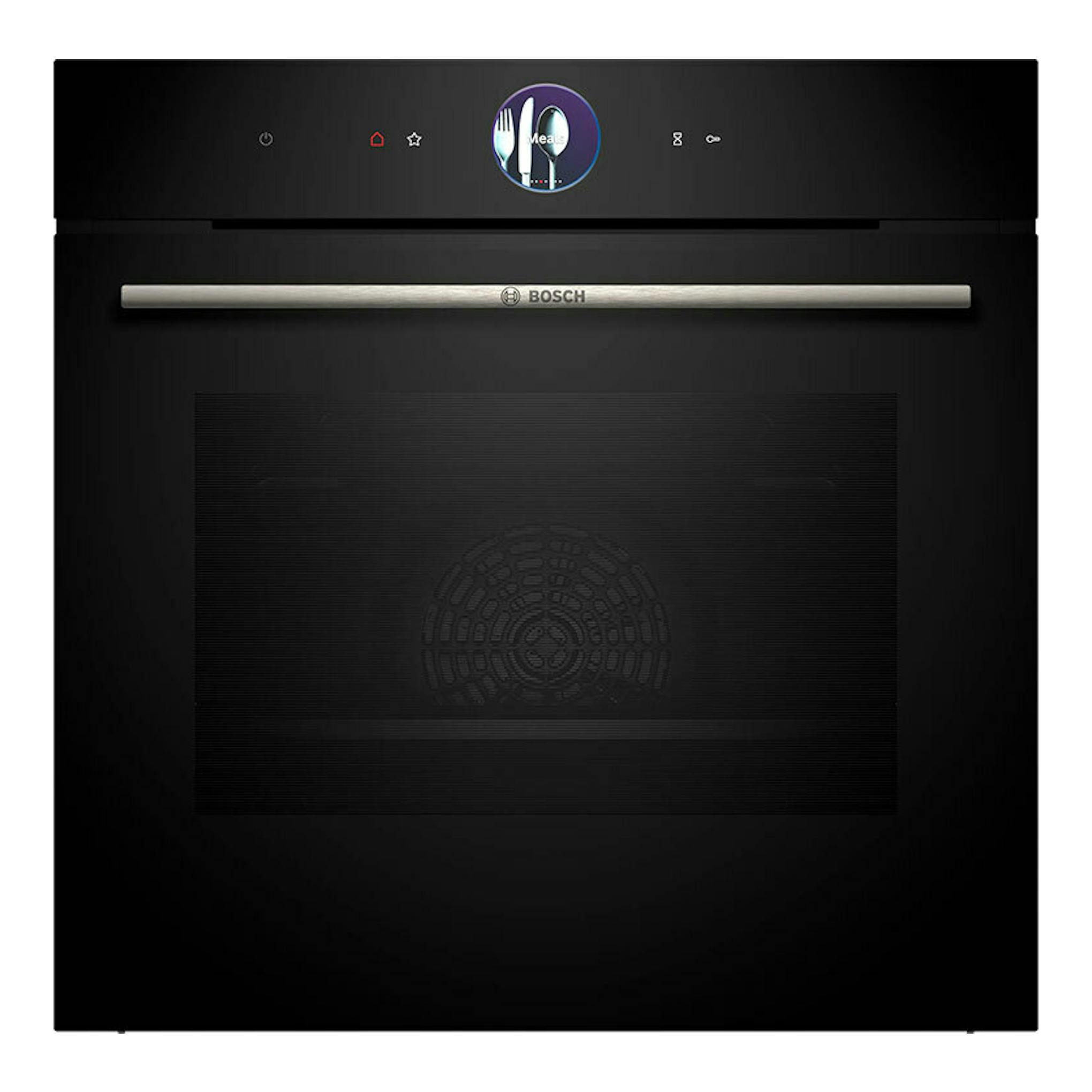 Horno Bosch HBG7764B1 negro, vista frontal con panel táctil y puerta de cristal.
