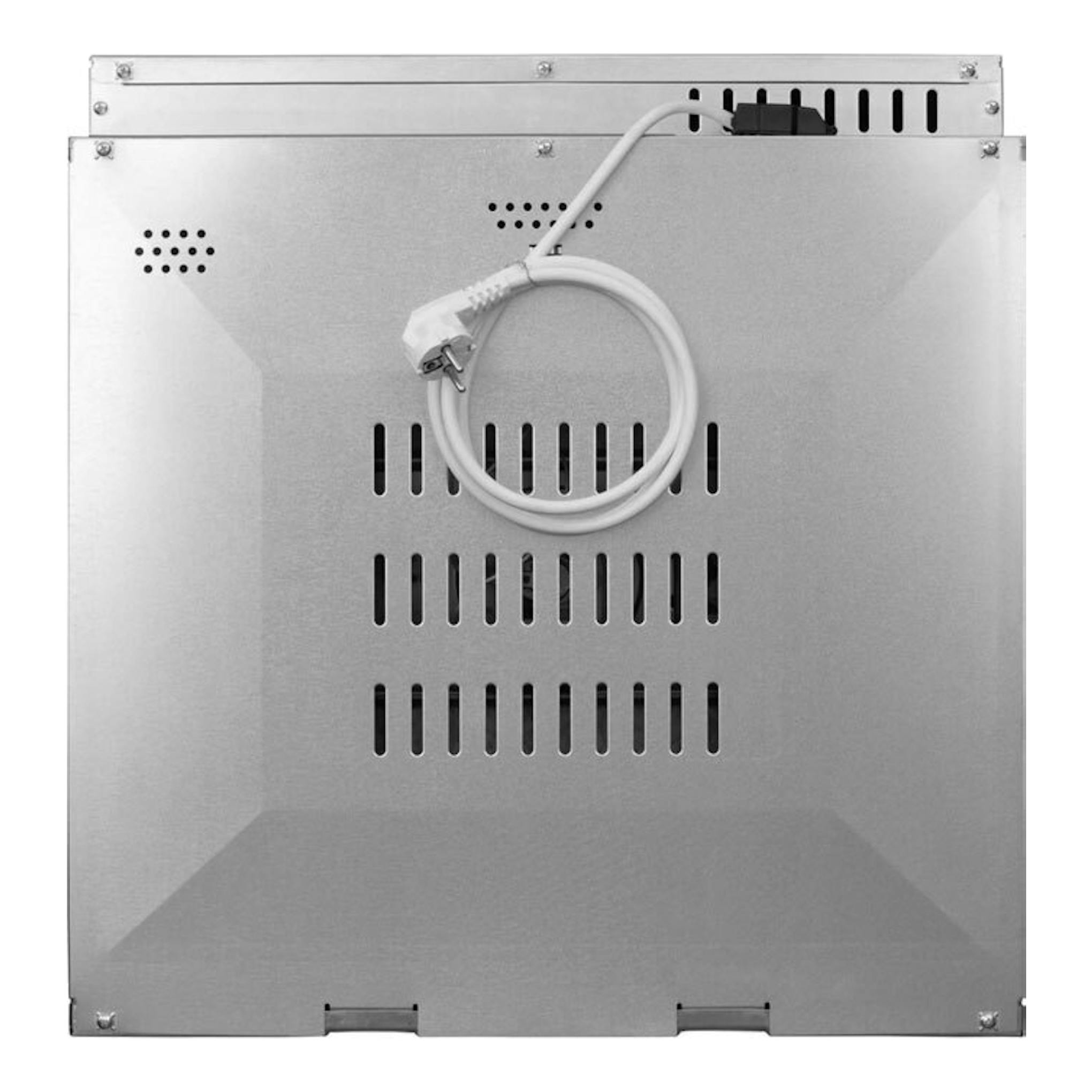 Horno Fagor 9H-115BX inox, vista trasera en acero inoxidable con cable enrollado.