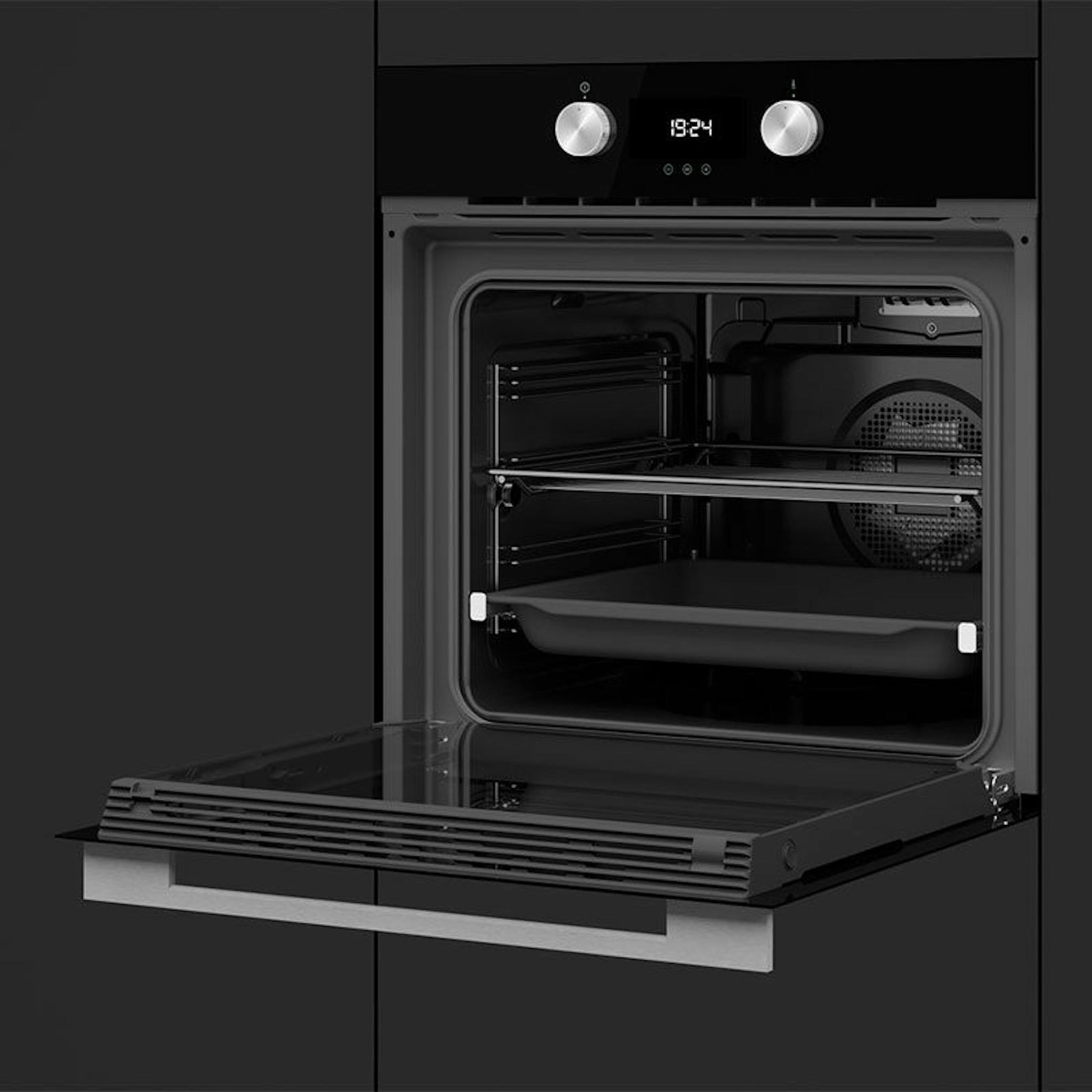 Horno Teka HLB8400 BK Neg con puerta abierta e interior visible