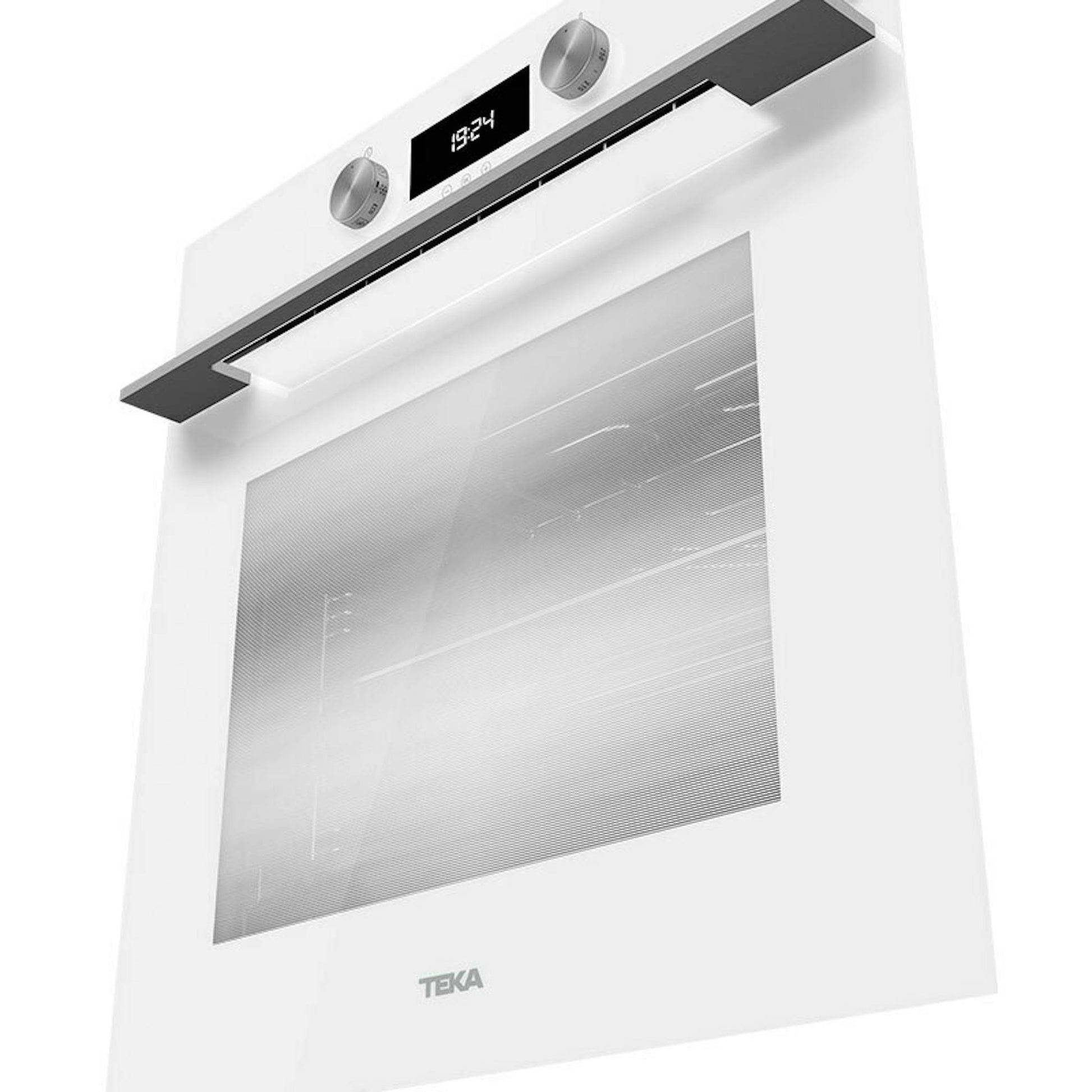 Horno Teka HLB8400 WH Blanco de frente, con puerta de vidrio y panel de control