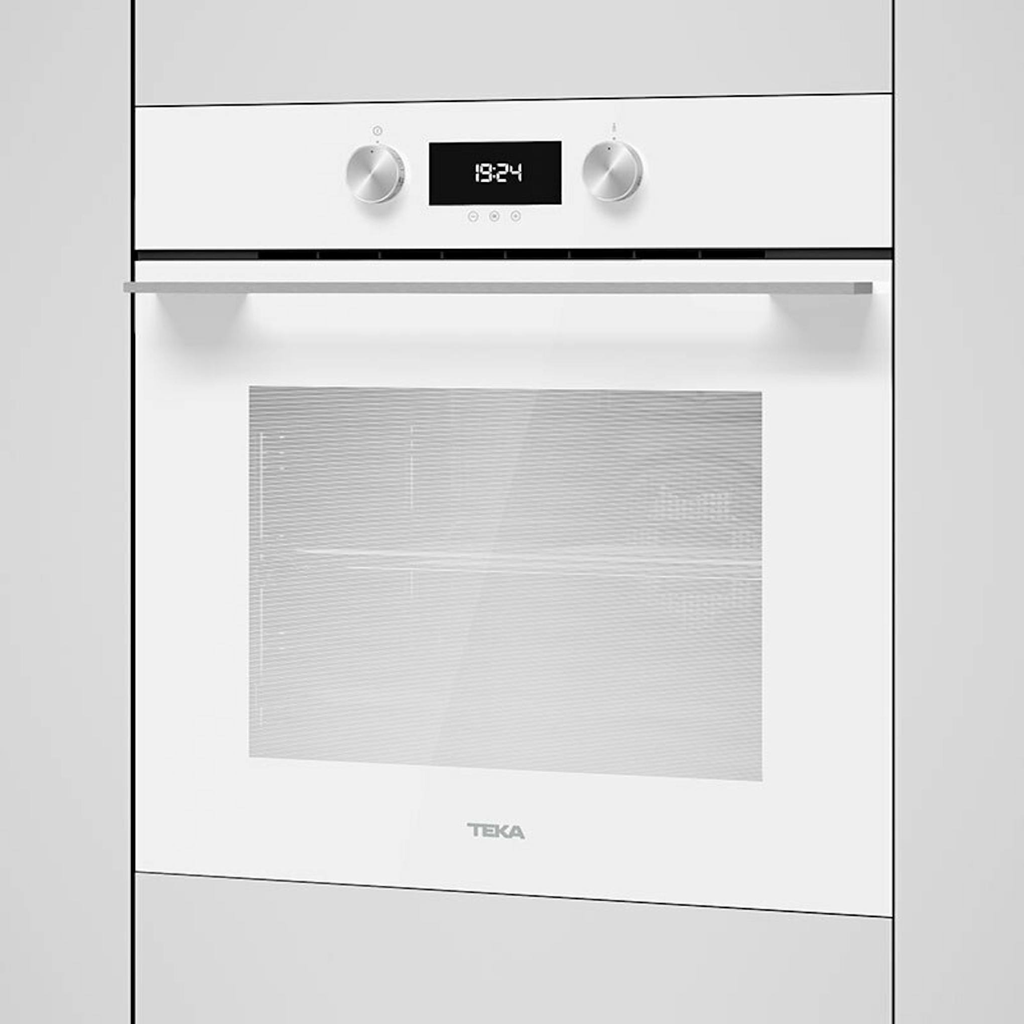 Horno Teka HLB8400 WH blanco de frente con panel digital y puerta de cristal