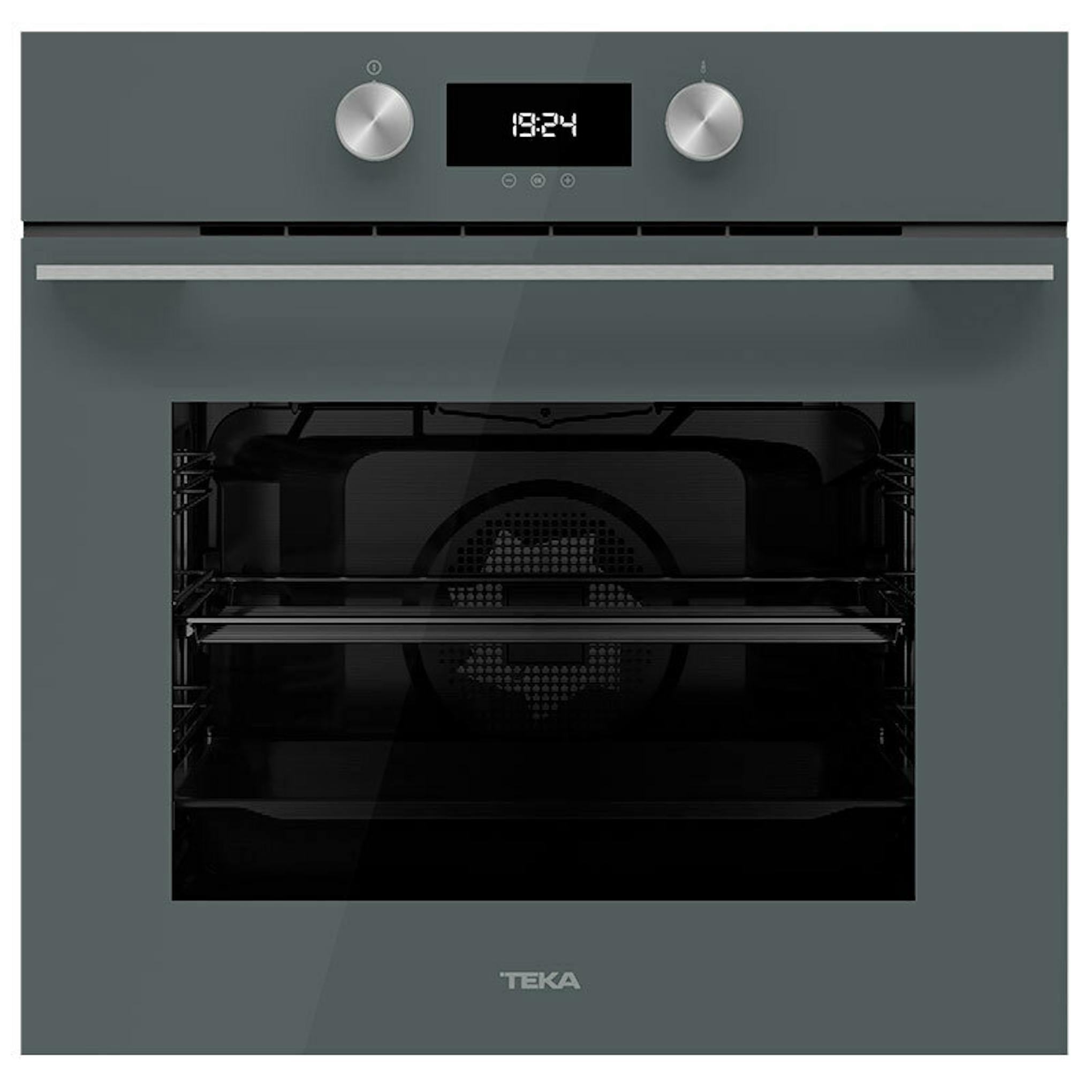 Horno Teka HLB8400P Stone Grey en color gris, con panel digital y puerta de cristal.
