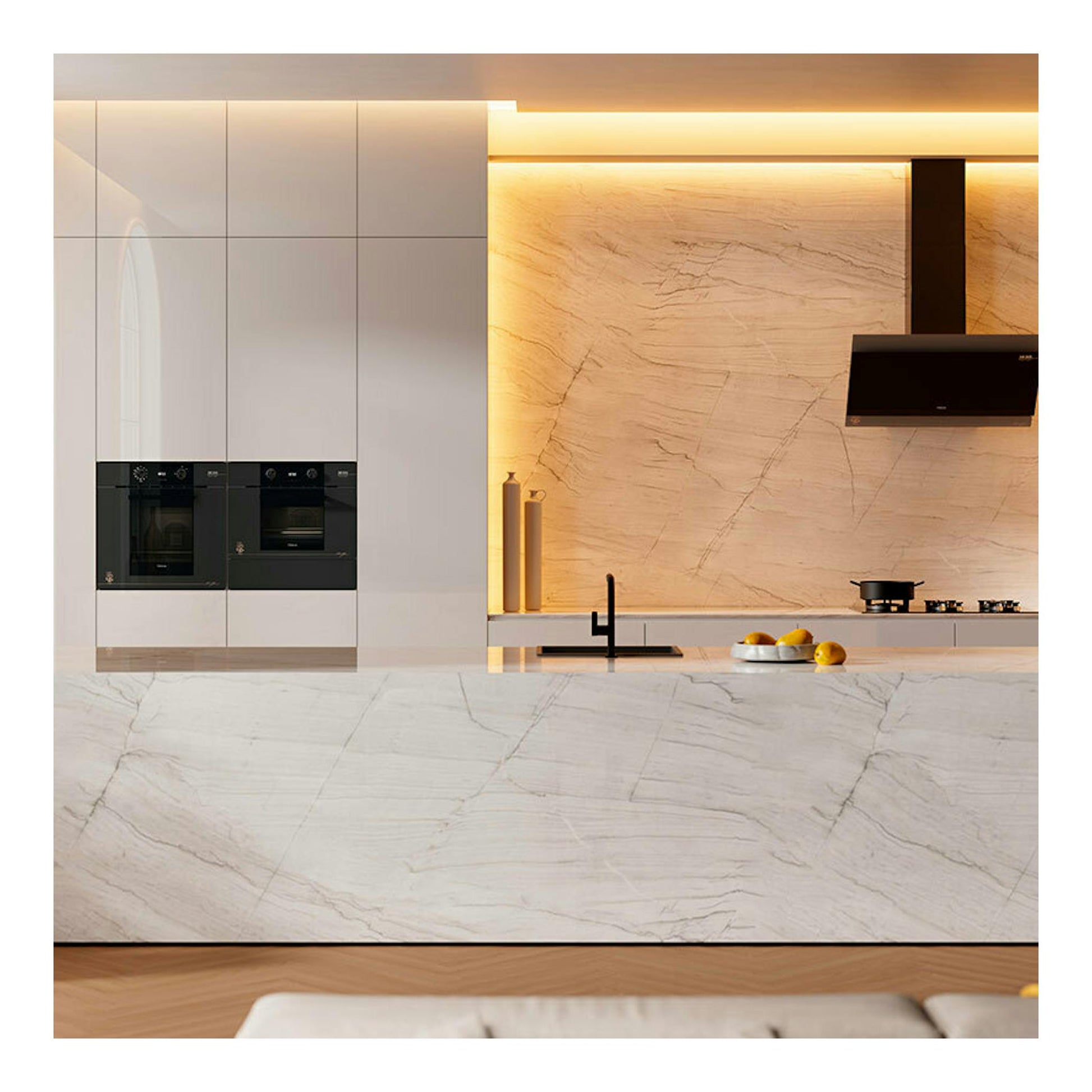 Horno Teka HLB84VGOGH de cristal gris, empotrado en cocina moderna, vista frontal.
