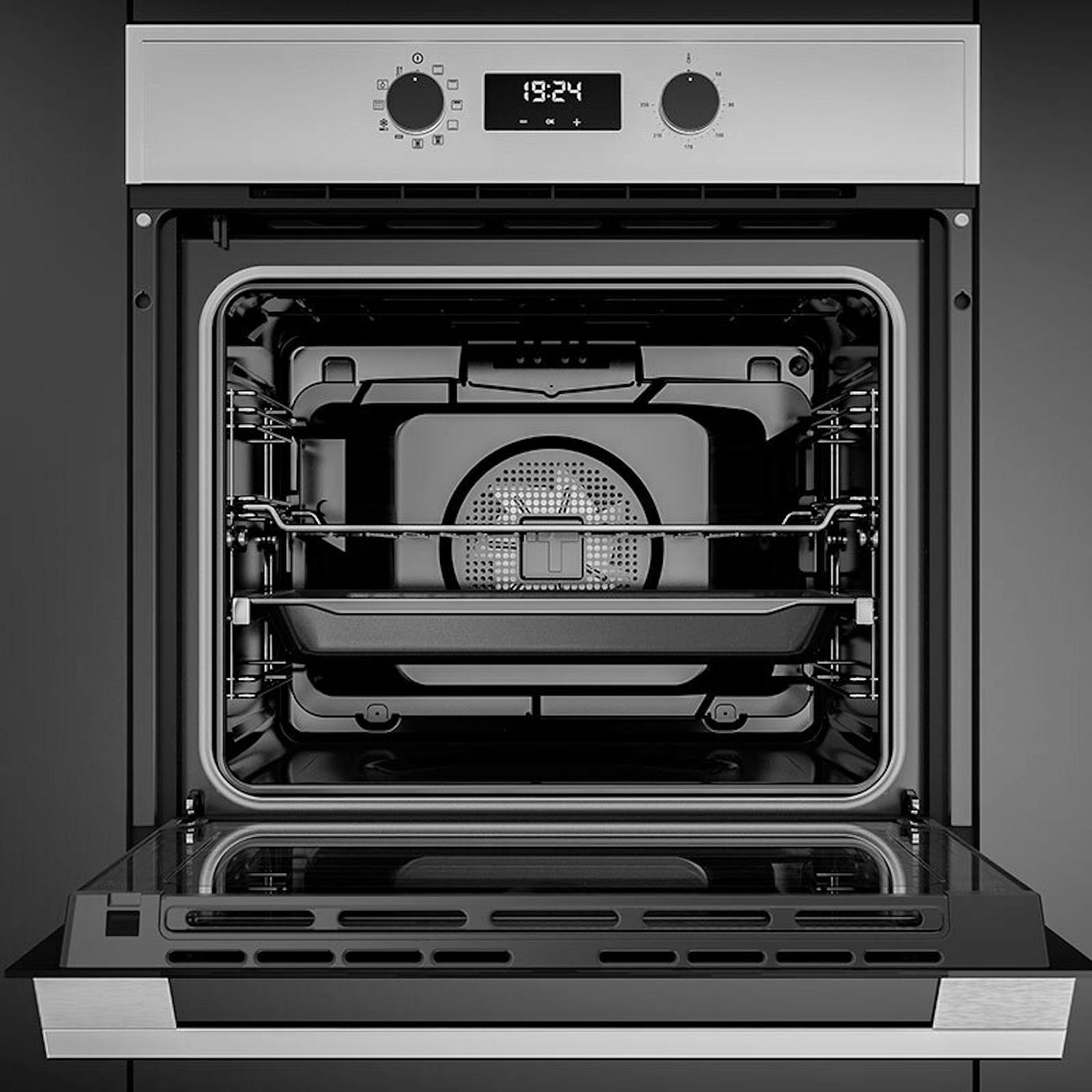 Horno Teka HSB 625 P Inox con puerta abierta e interior visible