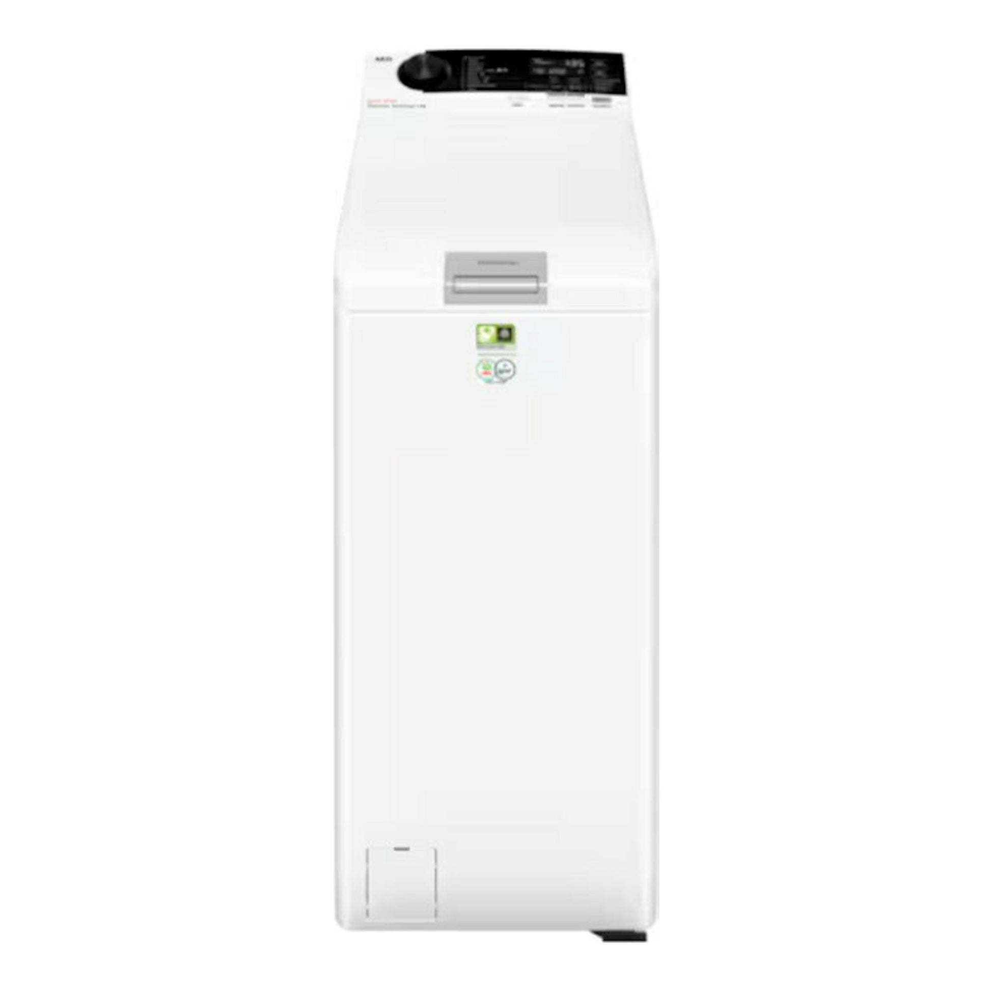 Lavadora de carga superior AEG LTA7E7231E blanca, vista frontal.