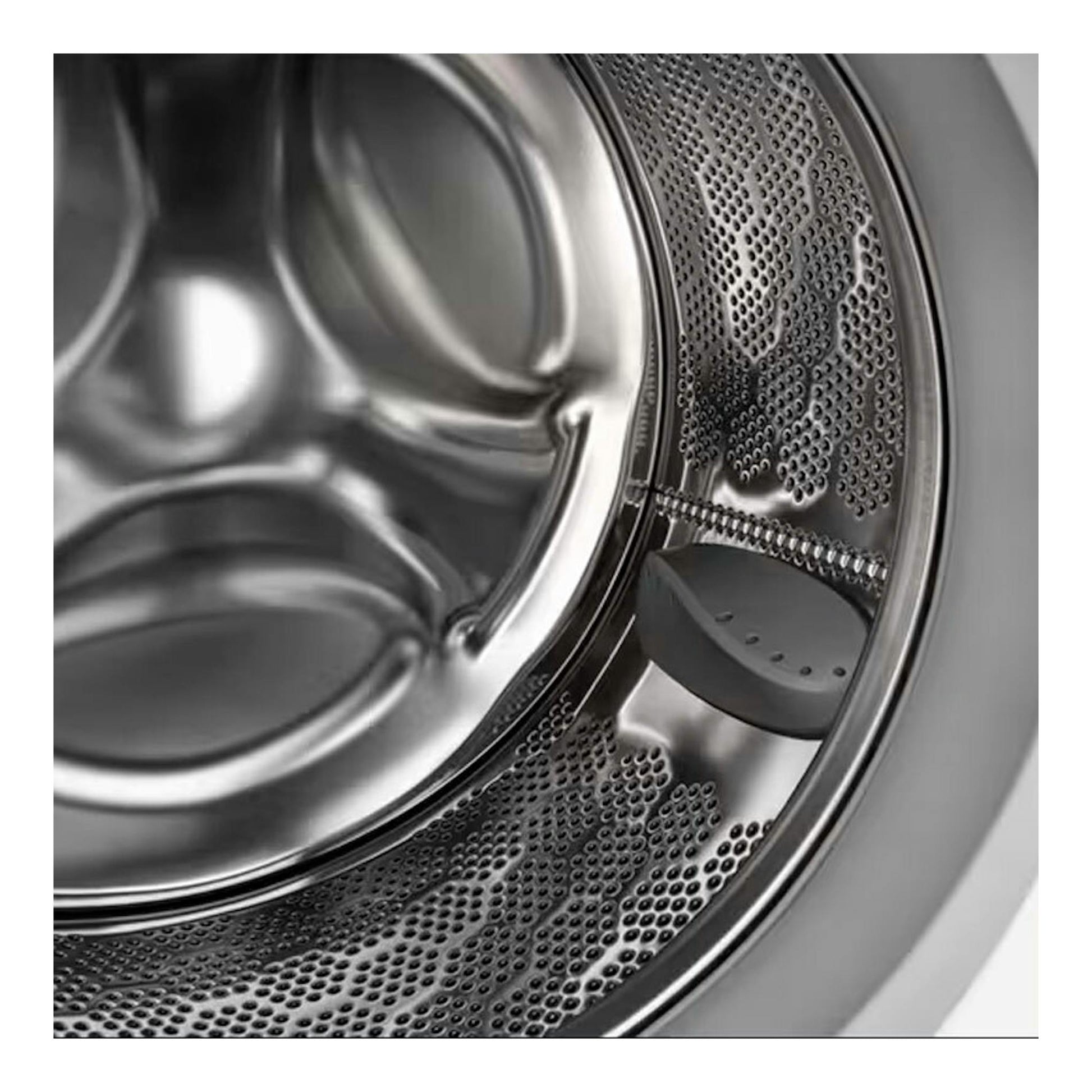 Lavadora Electrolux EA2F6841CF 8 kg, vista interior del tambor de acero inoxidable en primer plano.