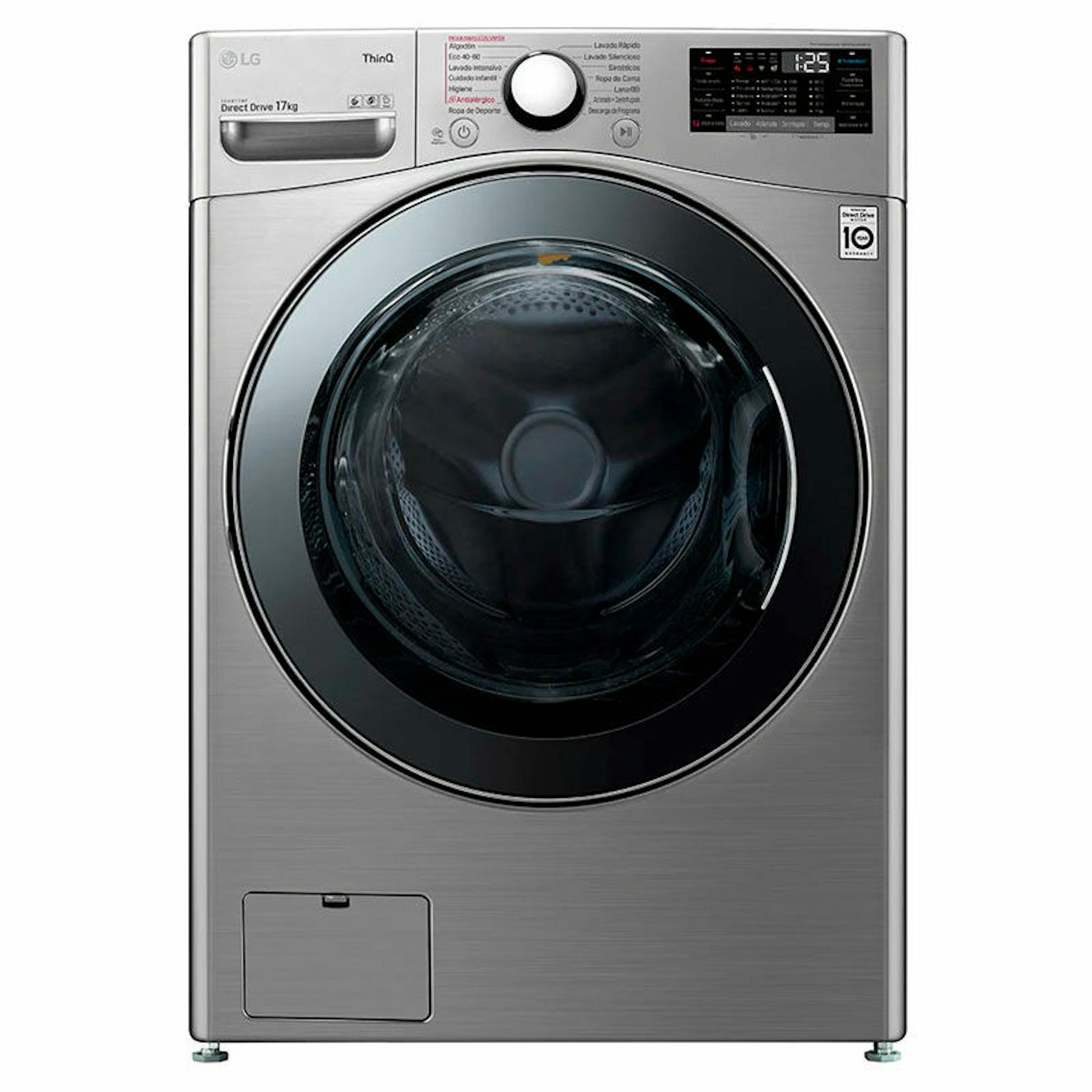 Lavadora LG F1P1CY2T 17Kg de carga frontal en color plateado