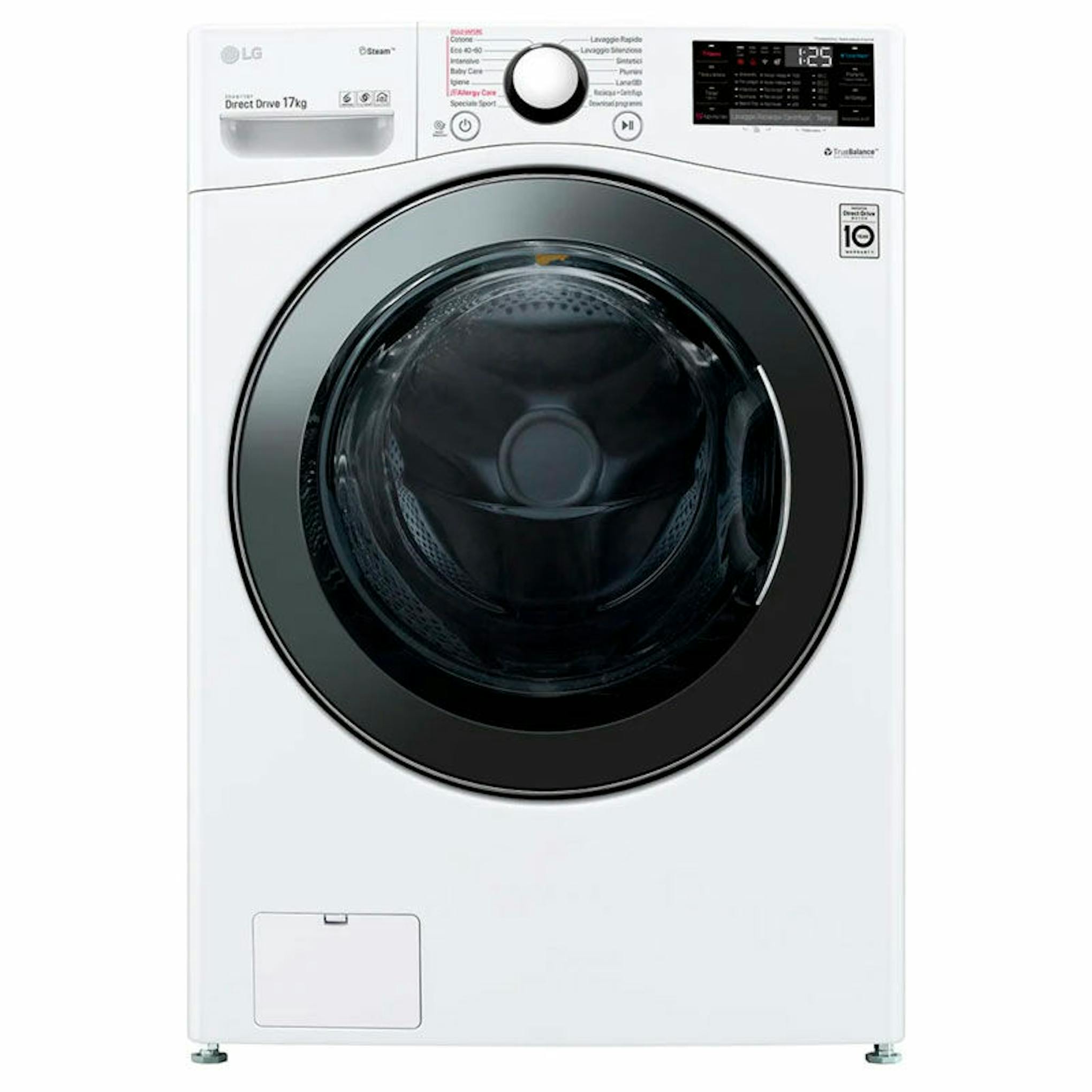 Lavadora LG F1P1CY2W de carga frontal 17 kg, blanca, con puerta negra