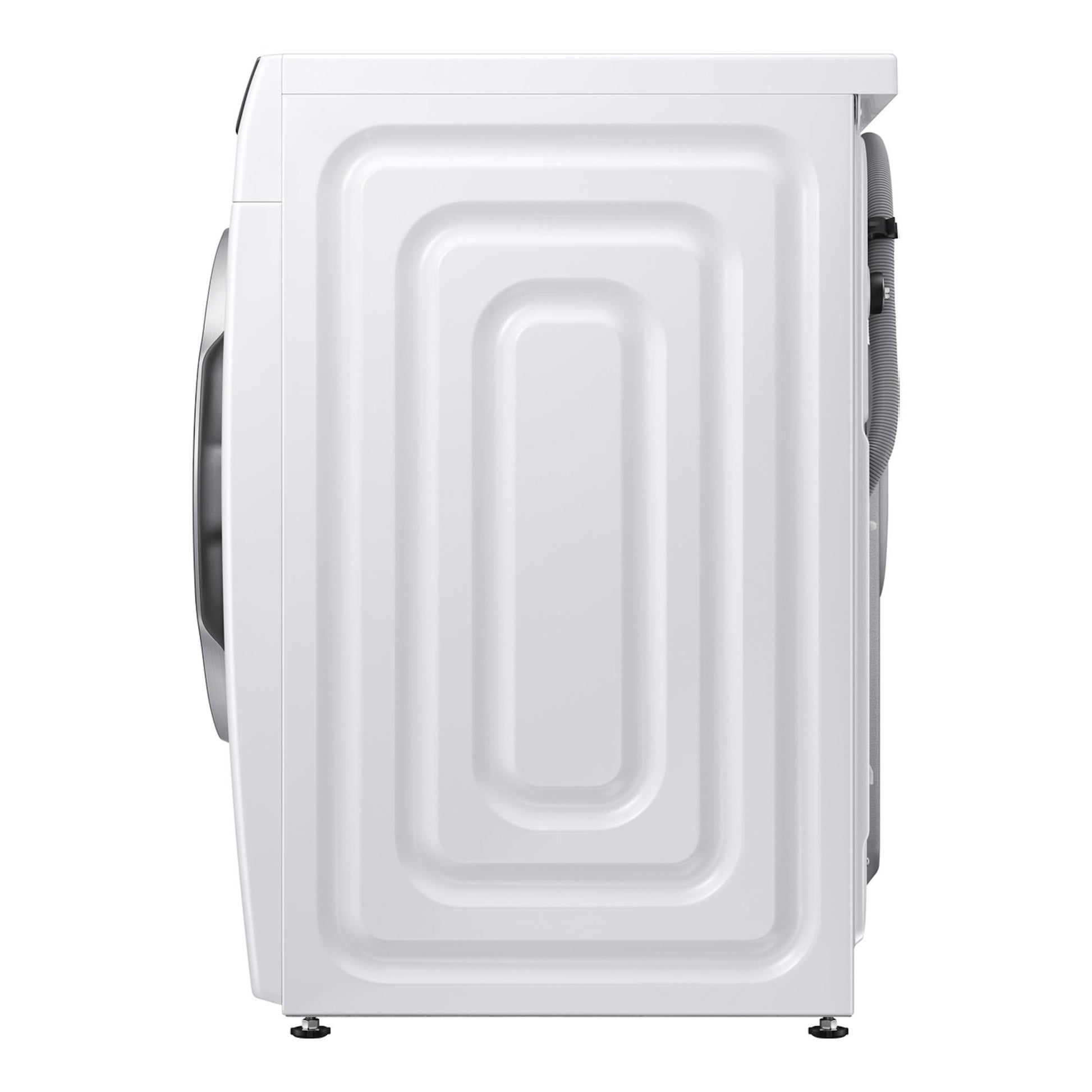 Lavadora Samsung WW90DG6U85LKU3 blanca, vista lateral derecha sobre fondo blanco.